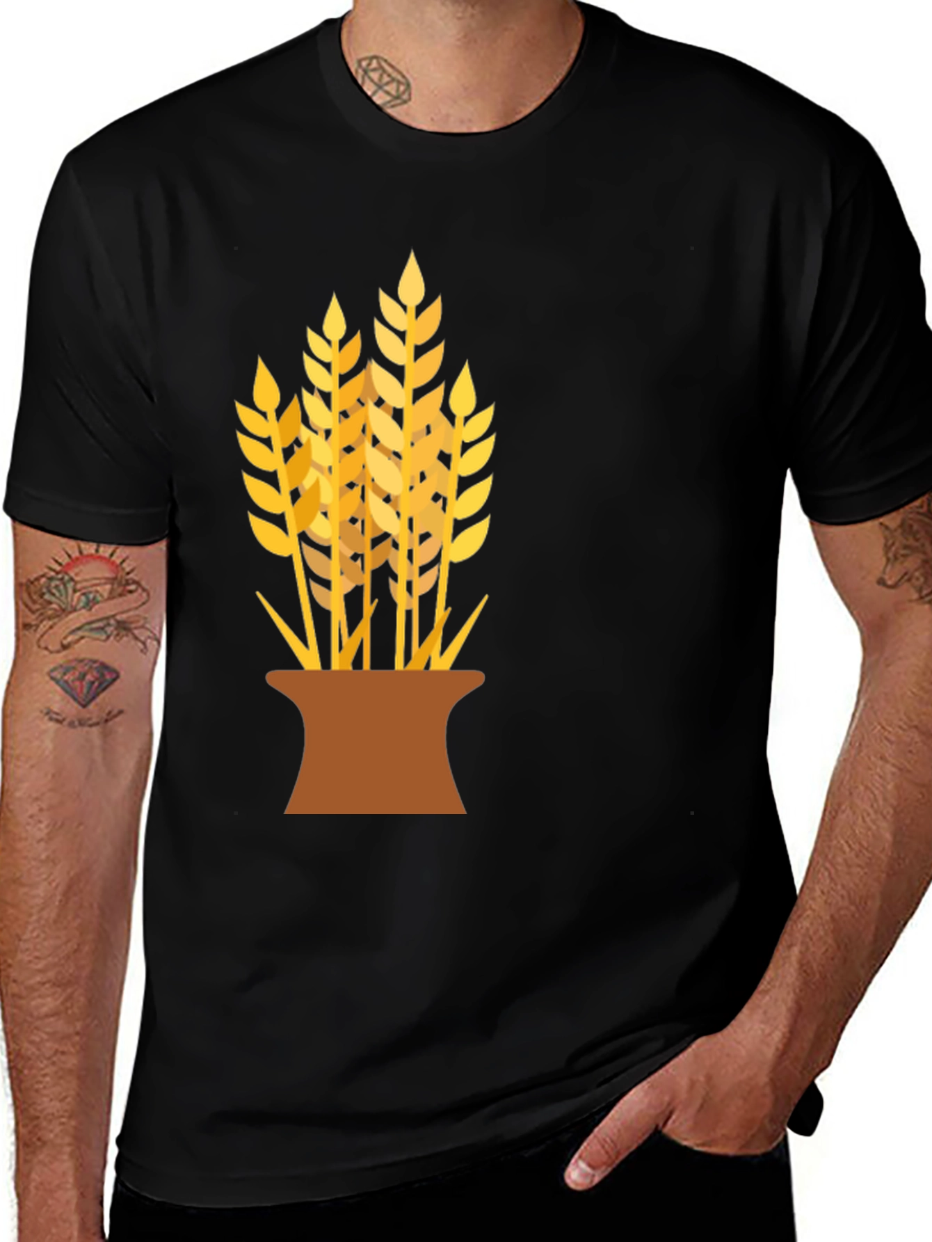 Wheat Graphic Black T-Shirt