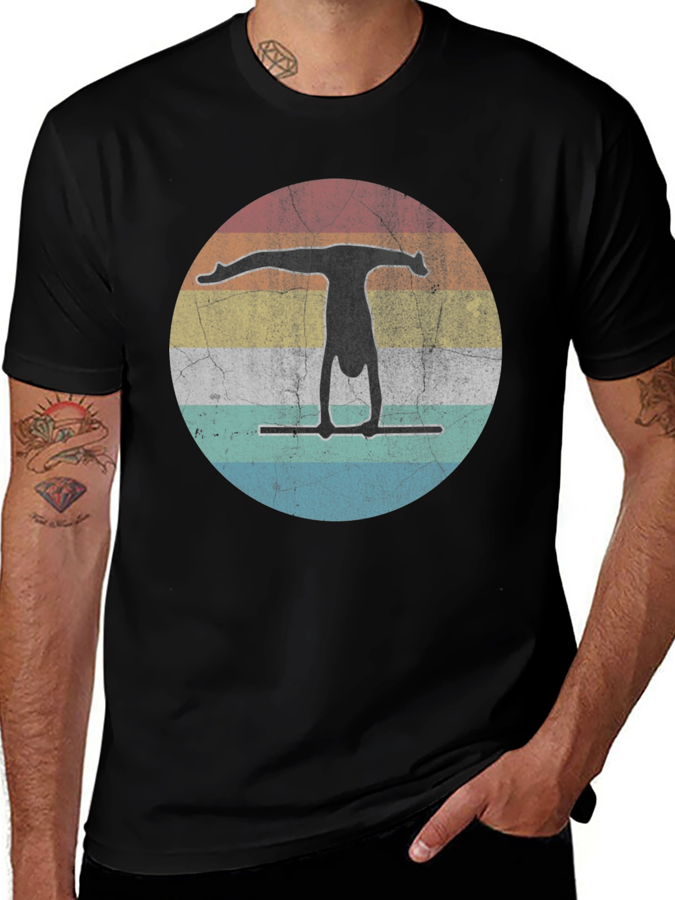 Variant 28 of Vintage Style Gymnastics Graphic Tee - Black