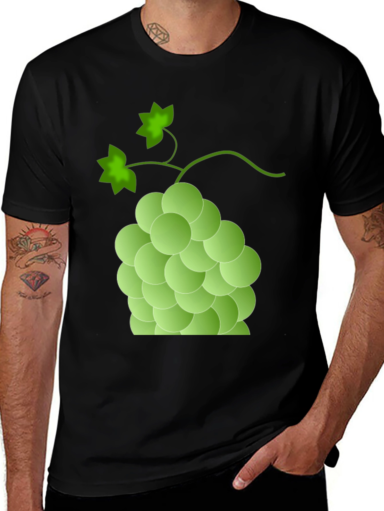 Variant 17 of Green Grape Graphic T-Shirt - Casual Fruit Tee