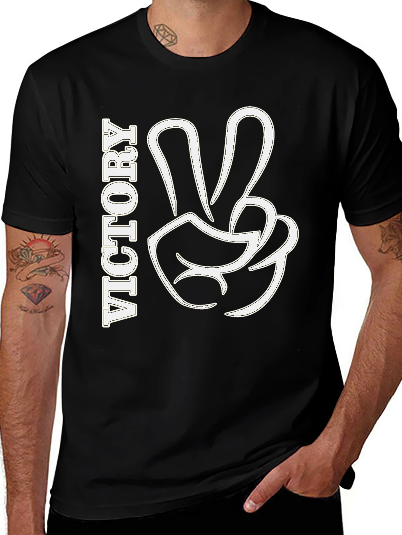Variant 16 of Victory Sign Black T-Shirt