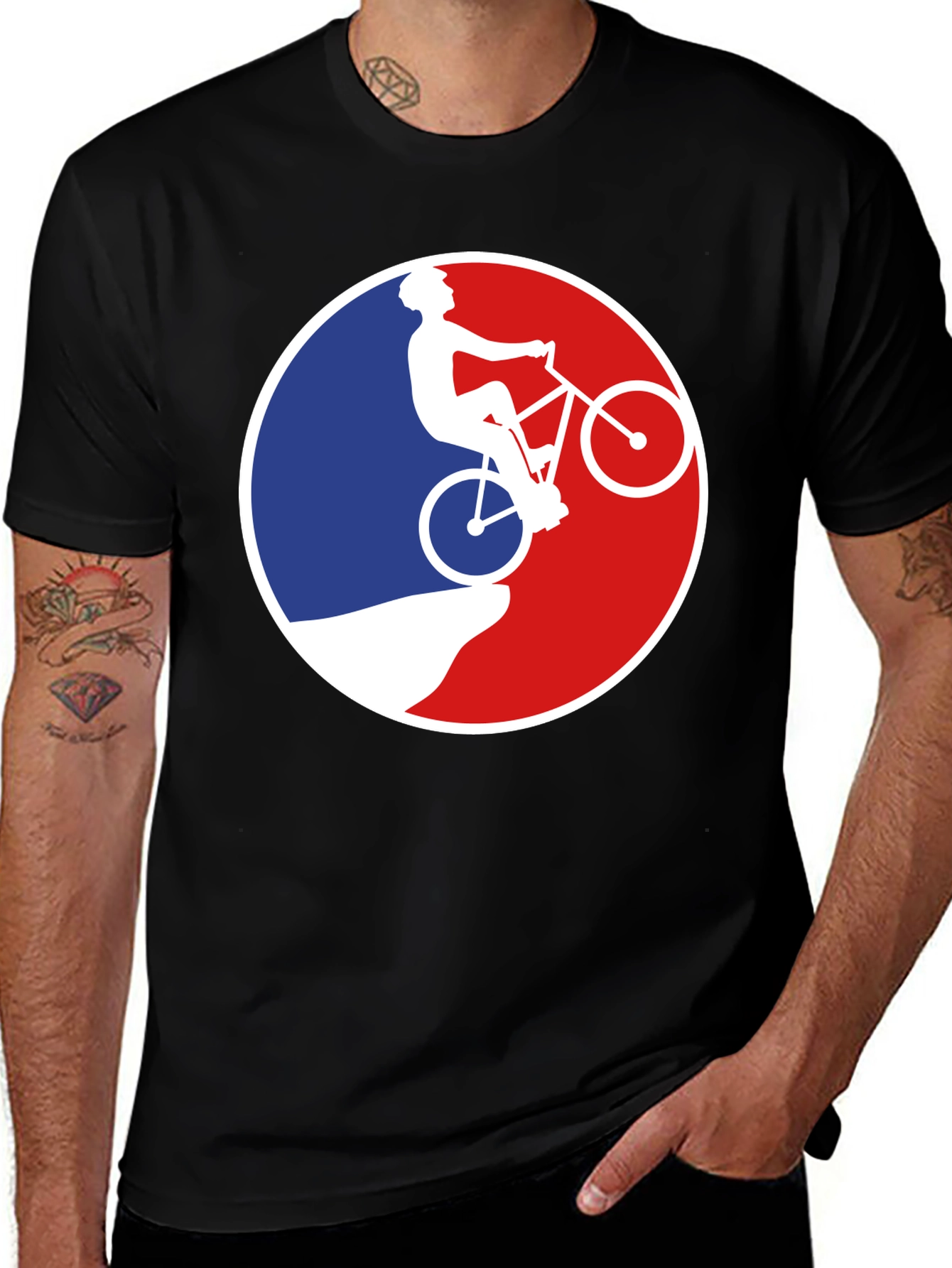 Variant 6 of Mountain Biking Silhouette Graphic T-Shirt