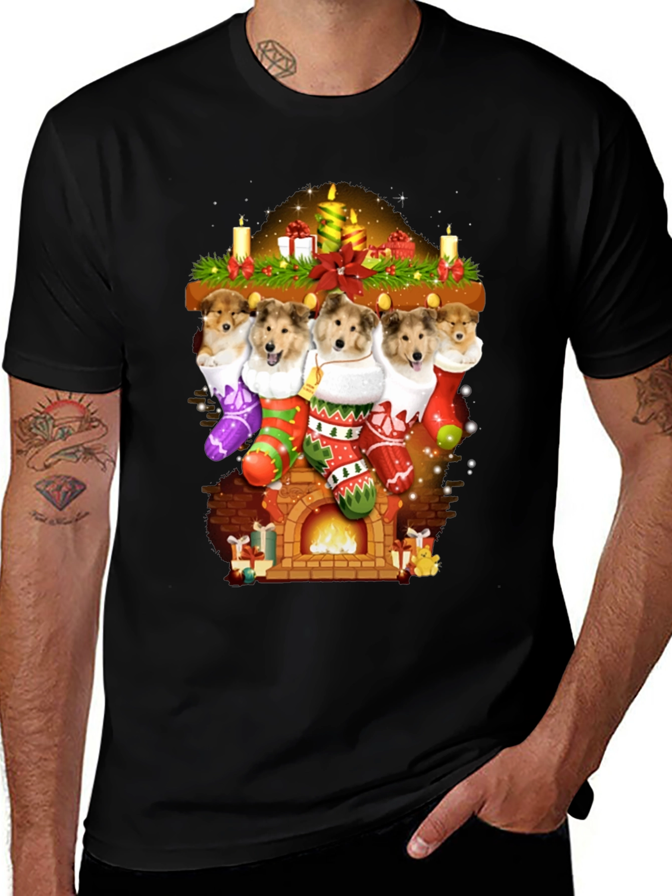 Festive Dog Stocking T-Shirt