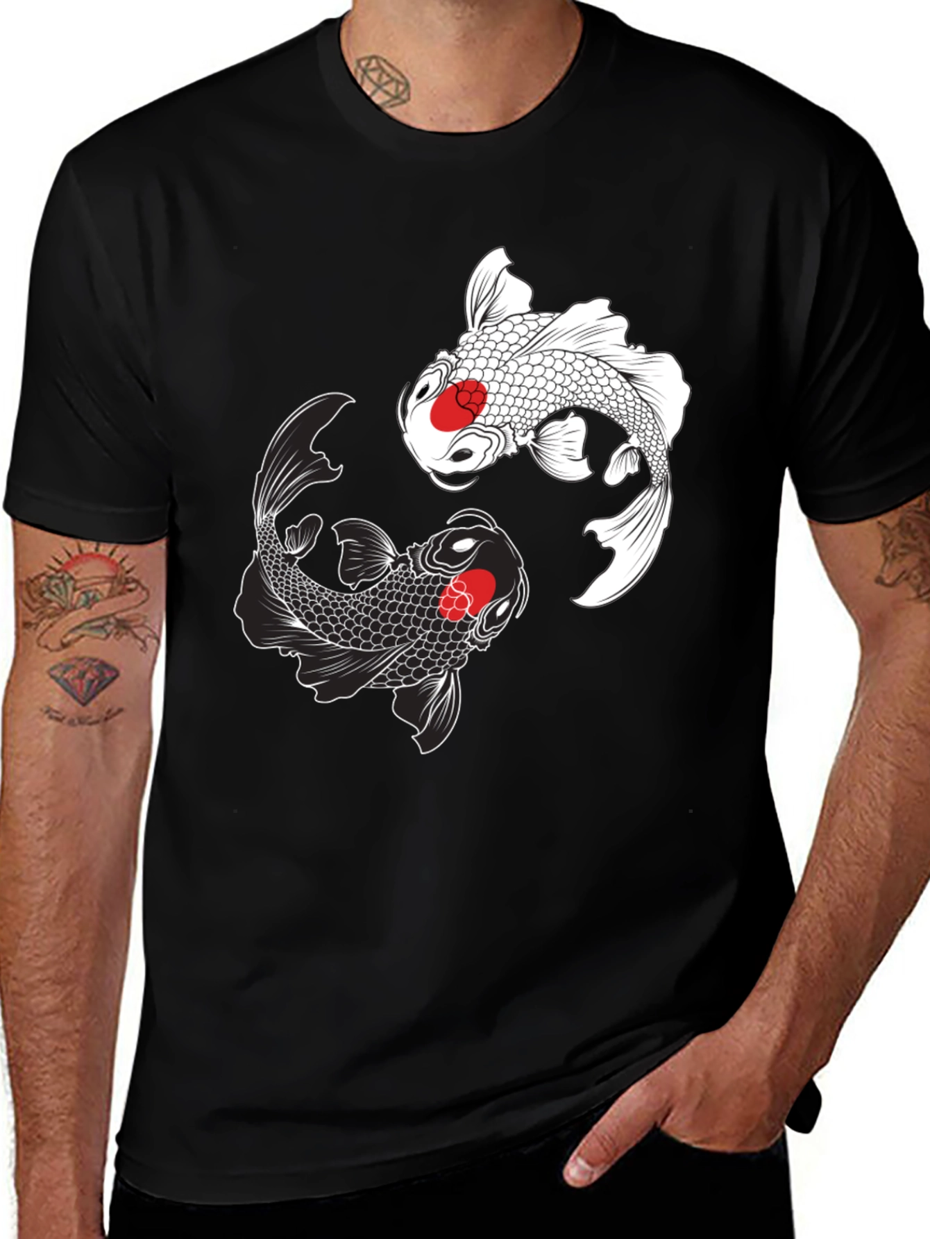 Koi Fish Yin Yang Graphic T-Shirt