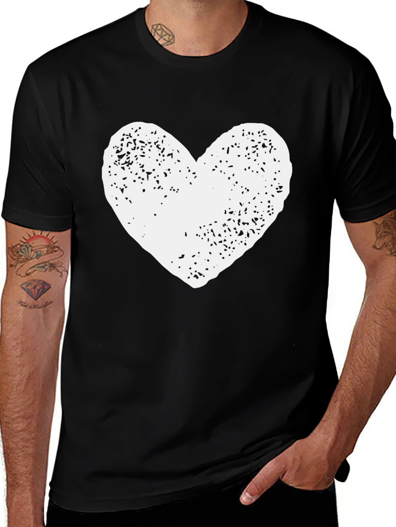 Variant 3 of Heart Graphic Print Black T-Shirt
