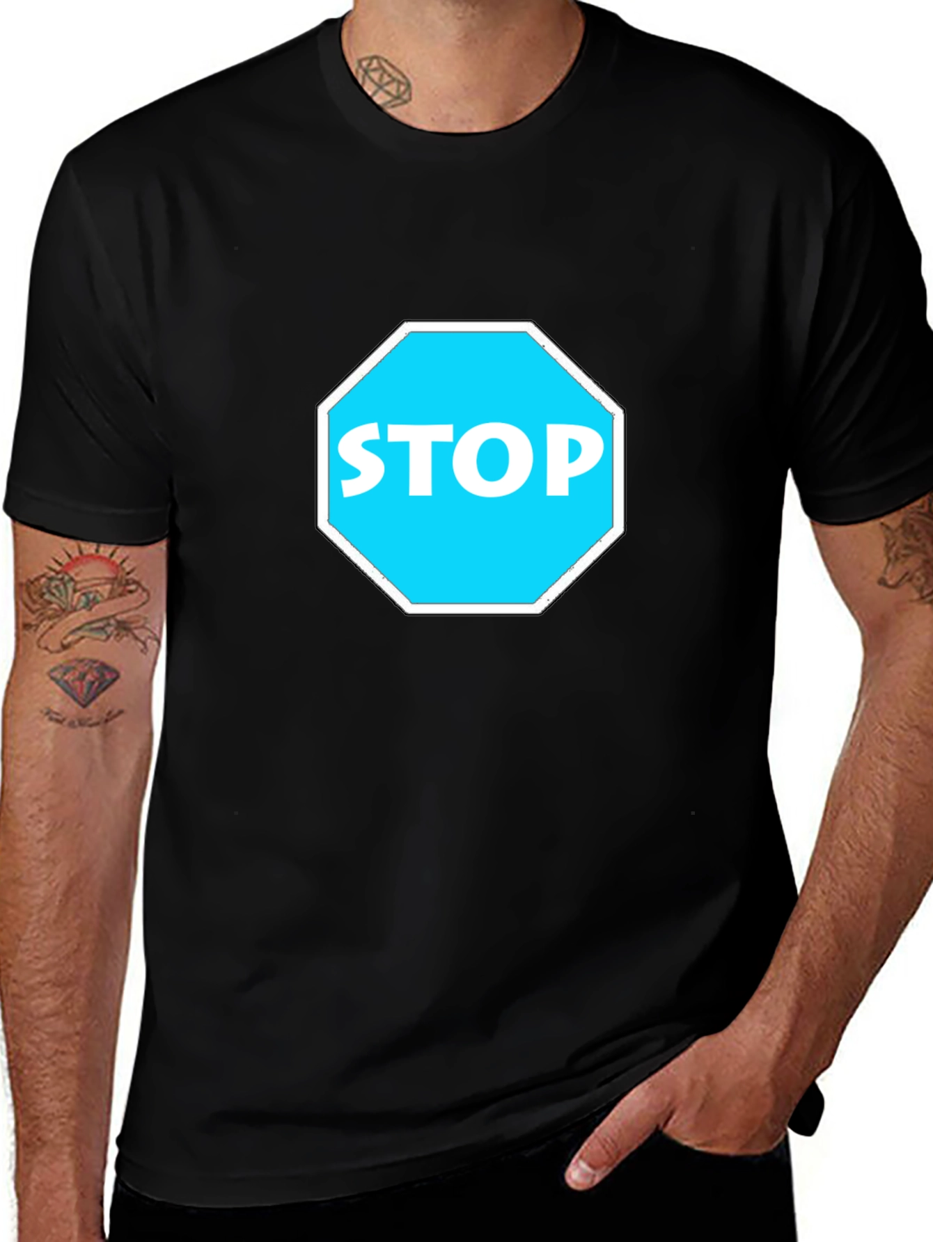 Variant 14 of Stop Sign Graphic Tee - Bold Black T-Shirt