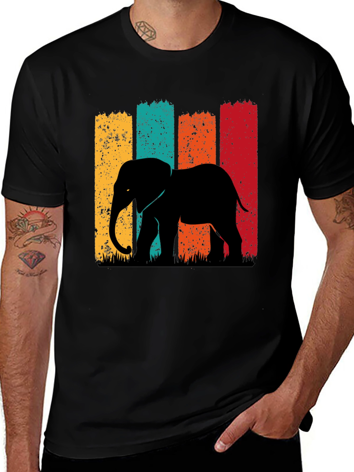 Variant 3 of Retro Elephant Silhouette Graphic Tee - Unisex Soft Cotton