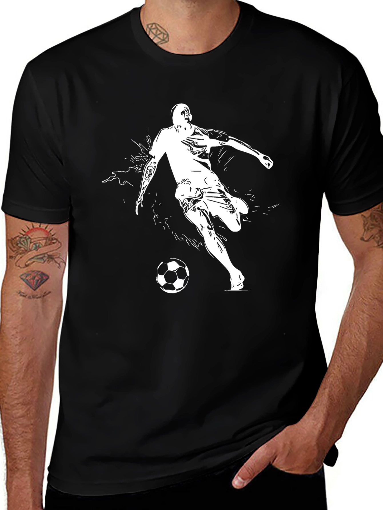 Variant 26 of Soccer Player Graphic Tee - Black Cotton