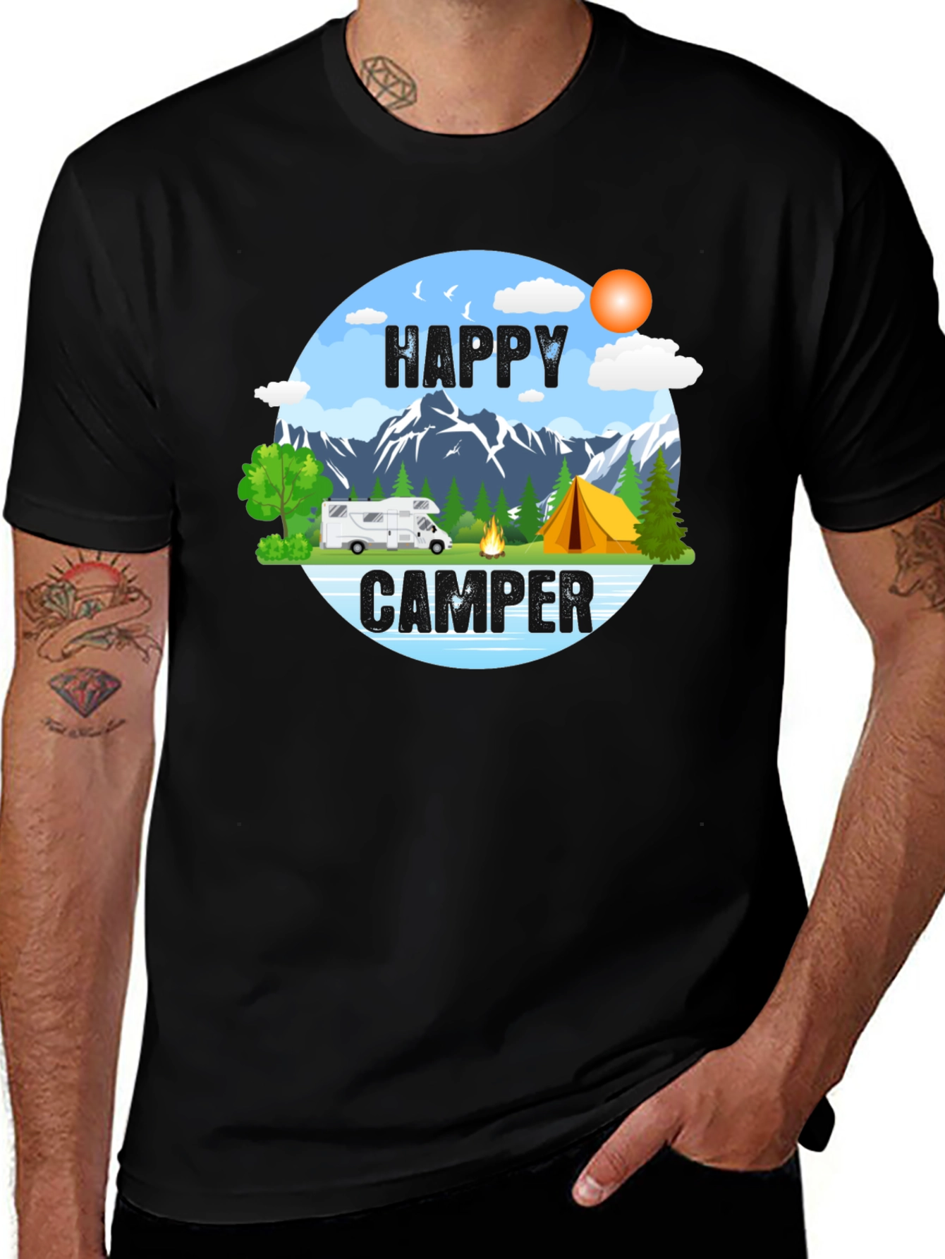 Variant 30 of Happy Camper Graphic Tee - Outdoor Adventure Shirt