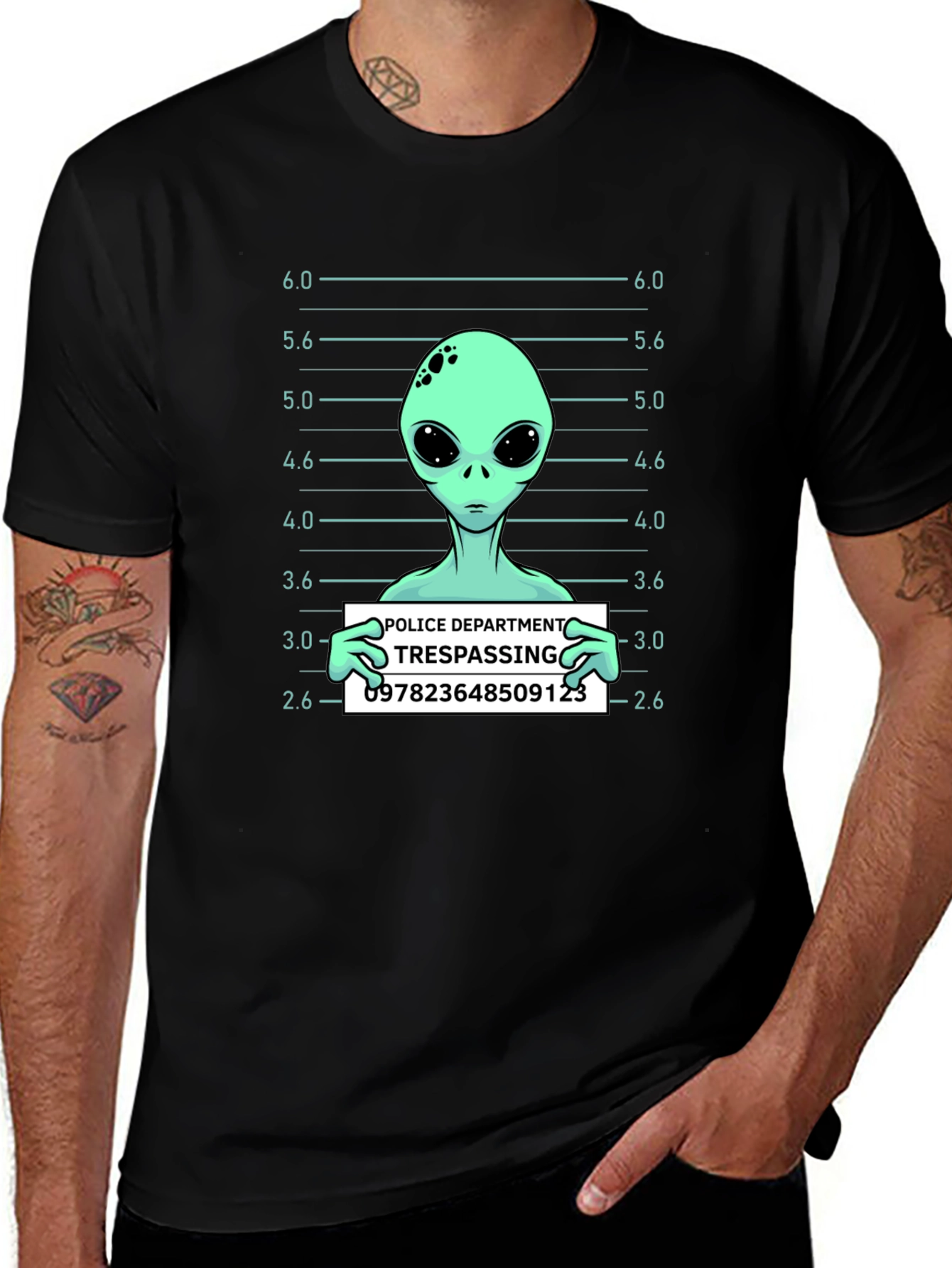 Variant 12 of Alien Mugshot T-Shirt - Trespassing Funny Tee