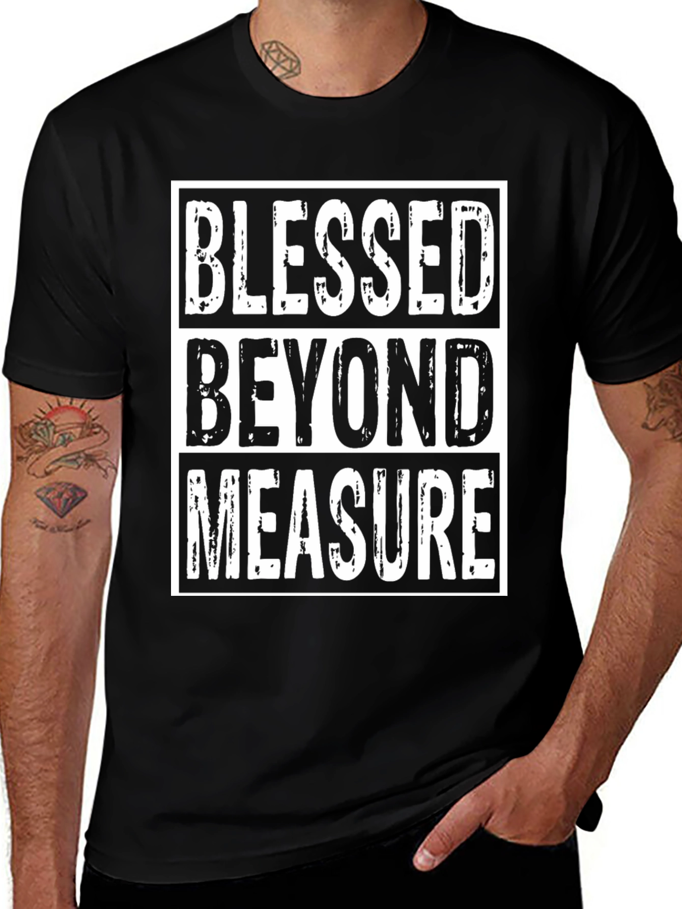 Variant 17 of Blessed Beyond Measure Graphic Tee - Black Cotton Casual