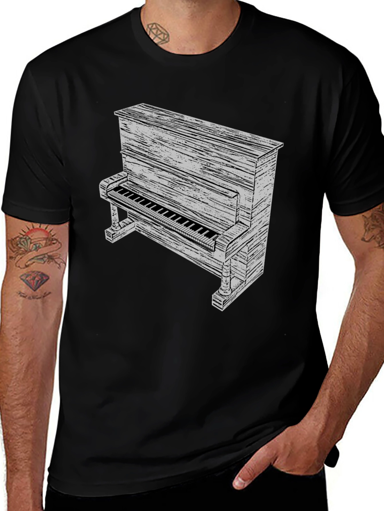 Variant 4 of Piano Graphic Tee - Black T-Shirt
