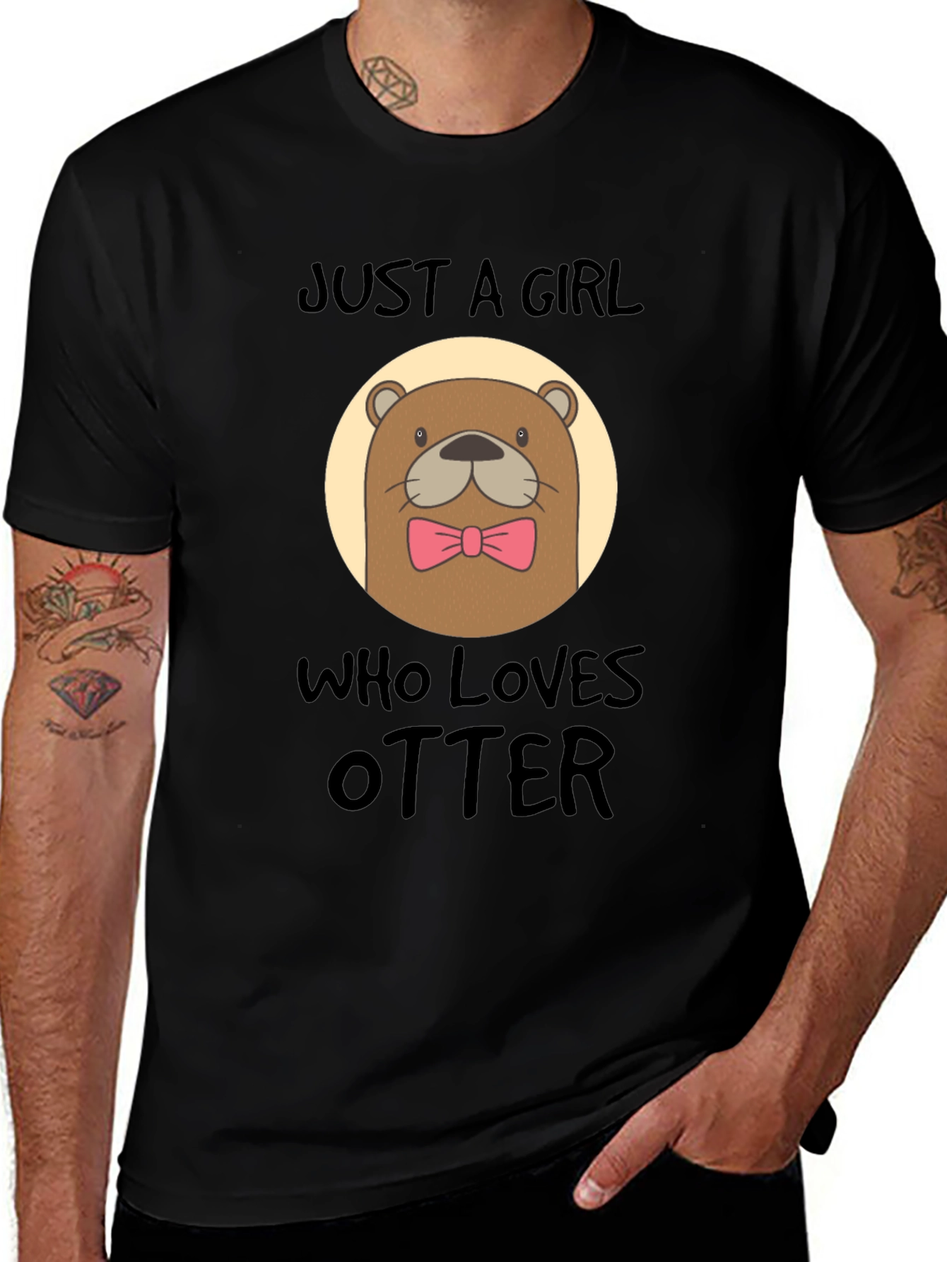 Variant 12 of Just a Girl Who Loves Otters Black T-Shirt