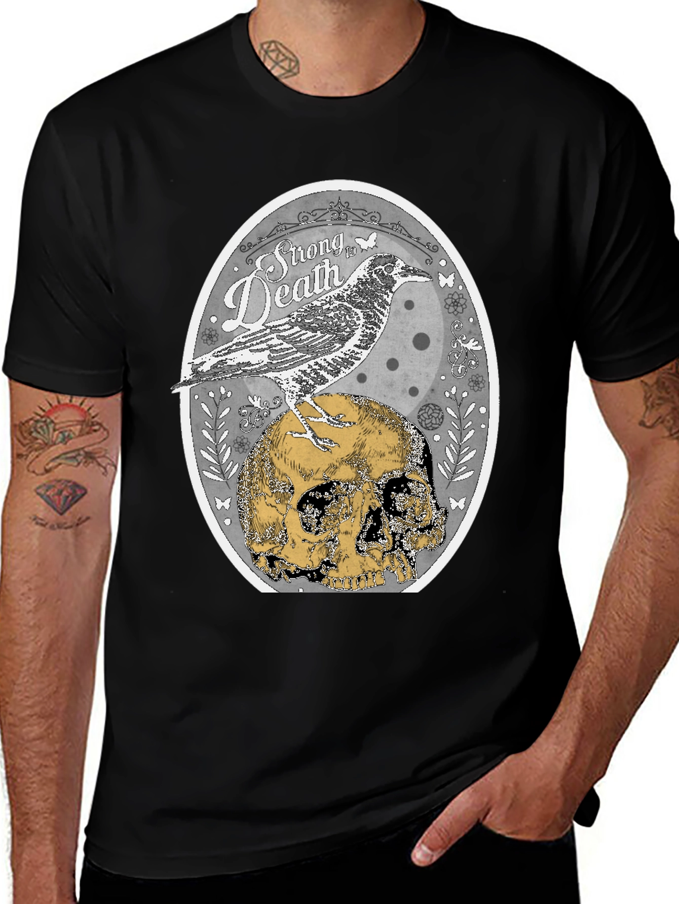 Variant 28 of Raven & Skull Graphic T-Shirt - Strong in Death