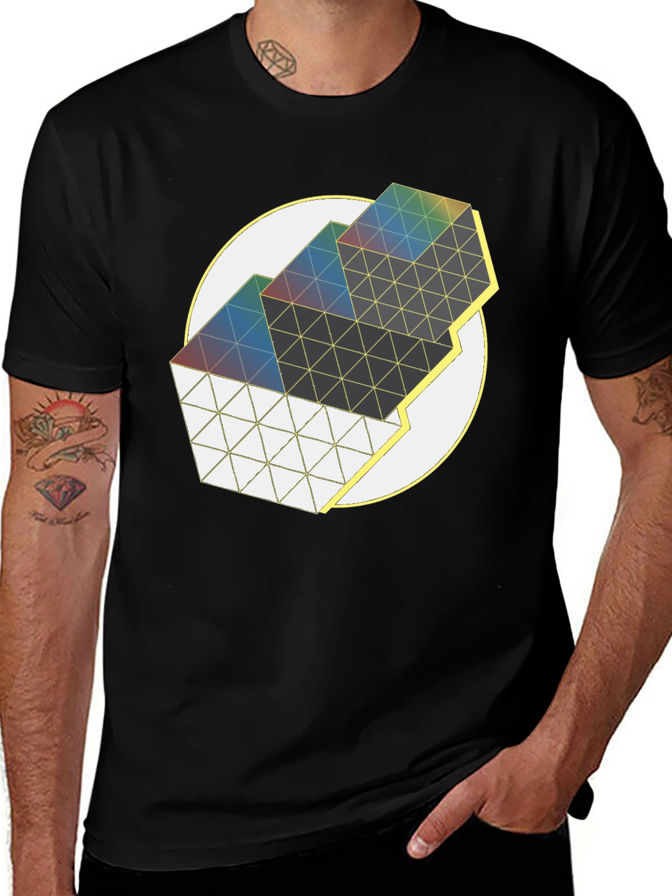Variant 21 of Geometric Prism Graphic Tee - Modern Art Shirt