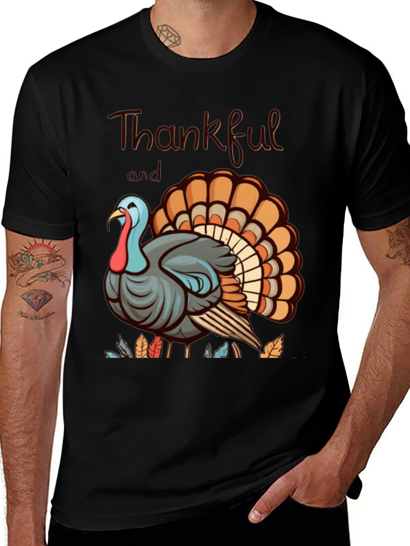 Thankful Turkey Graphic Tee - Thanksgiving Shirt