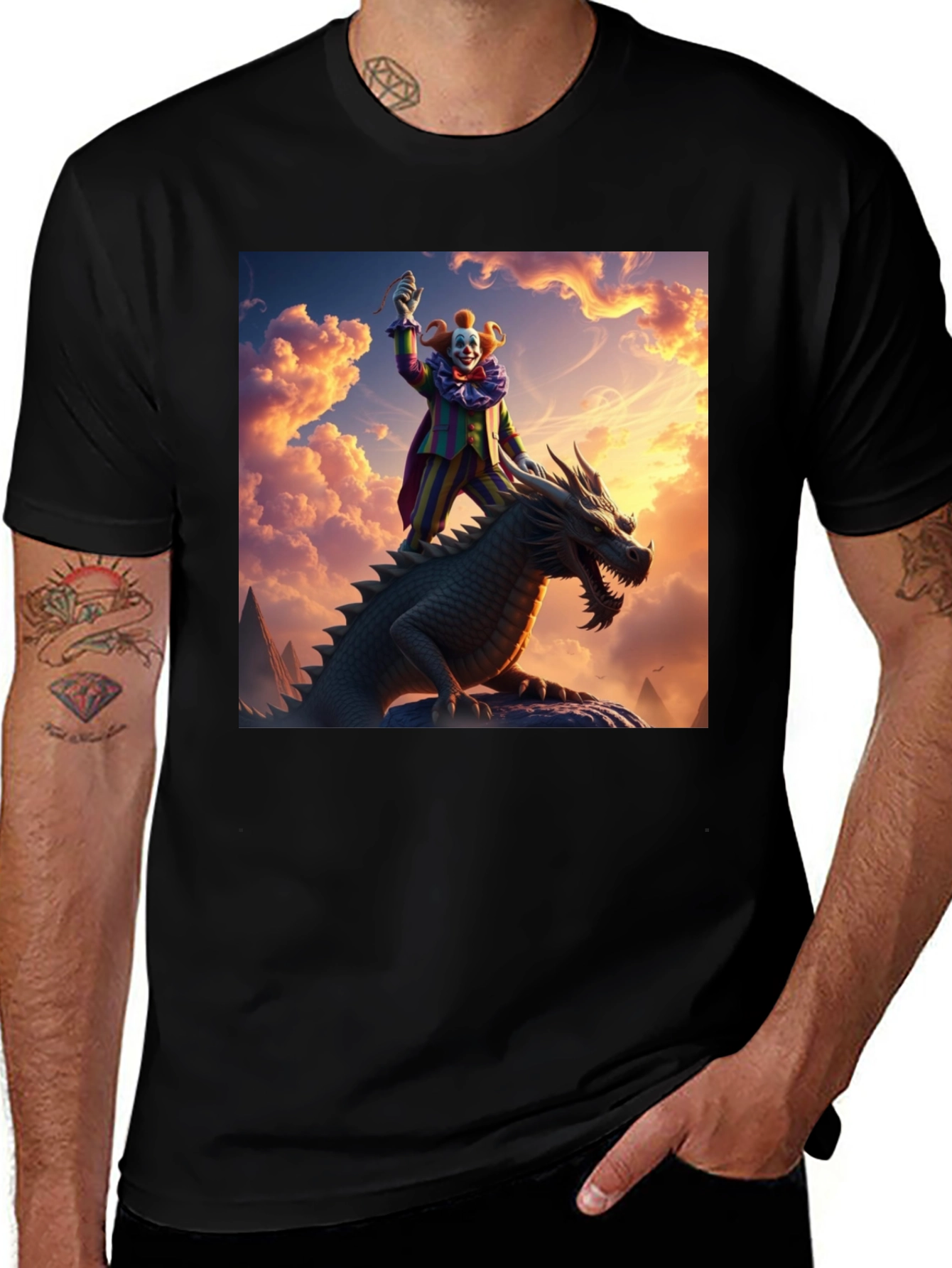 Variant 28 of Clown Riding Dragon T-Shirt