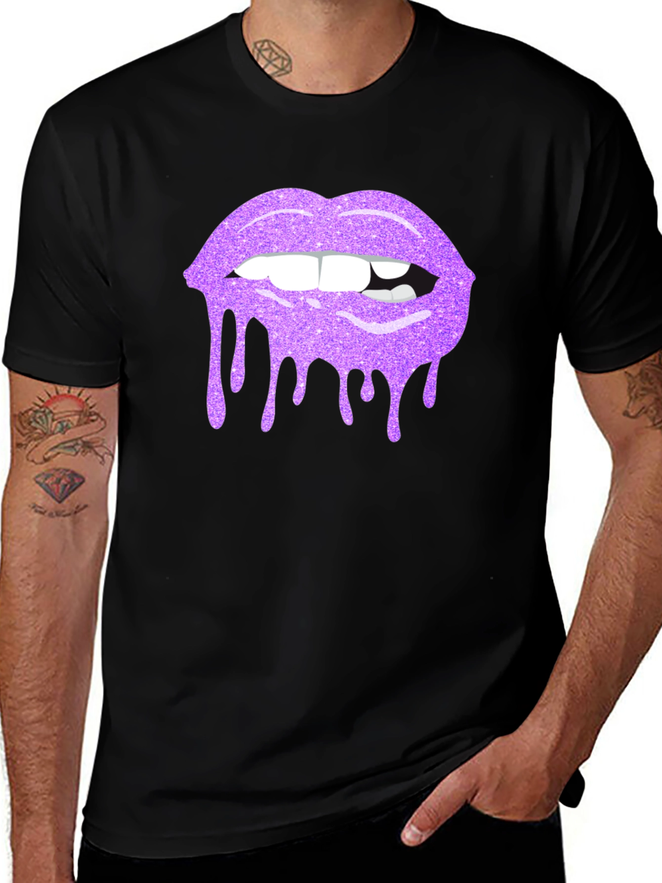 Variant 6 of Purple Glitter Lips Graphic Tee