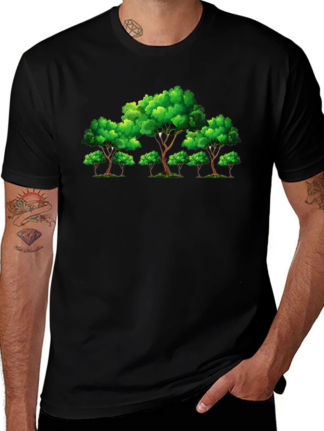 Variant 28 of Nature Tree Graphic Print Black T-Shirt