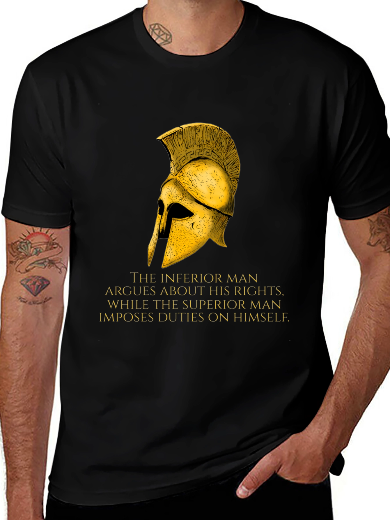 Variant 25 of Spartan Helmet T-Shirt - Inferior vs. Superior Man