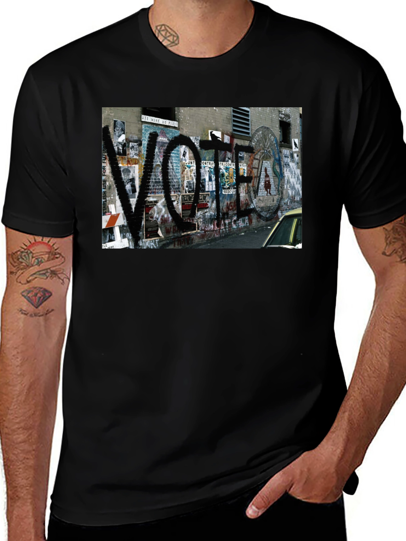 Variant 23 of Vote Graffiti Graphic Black T-Shirt