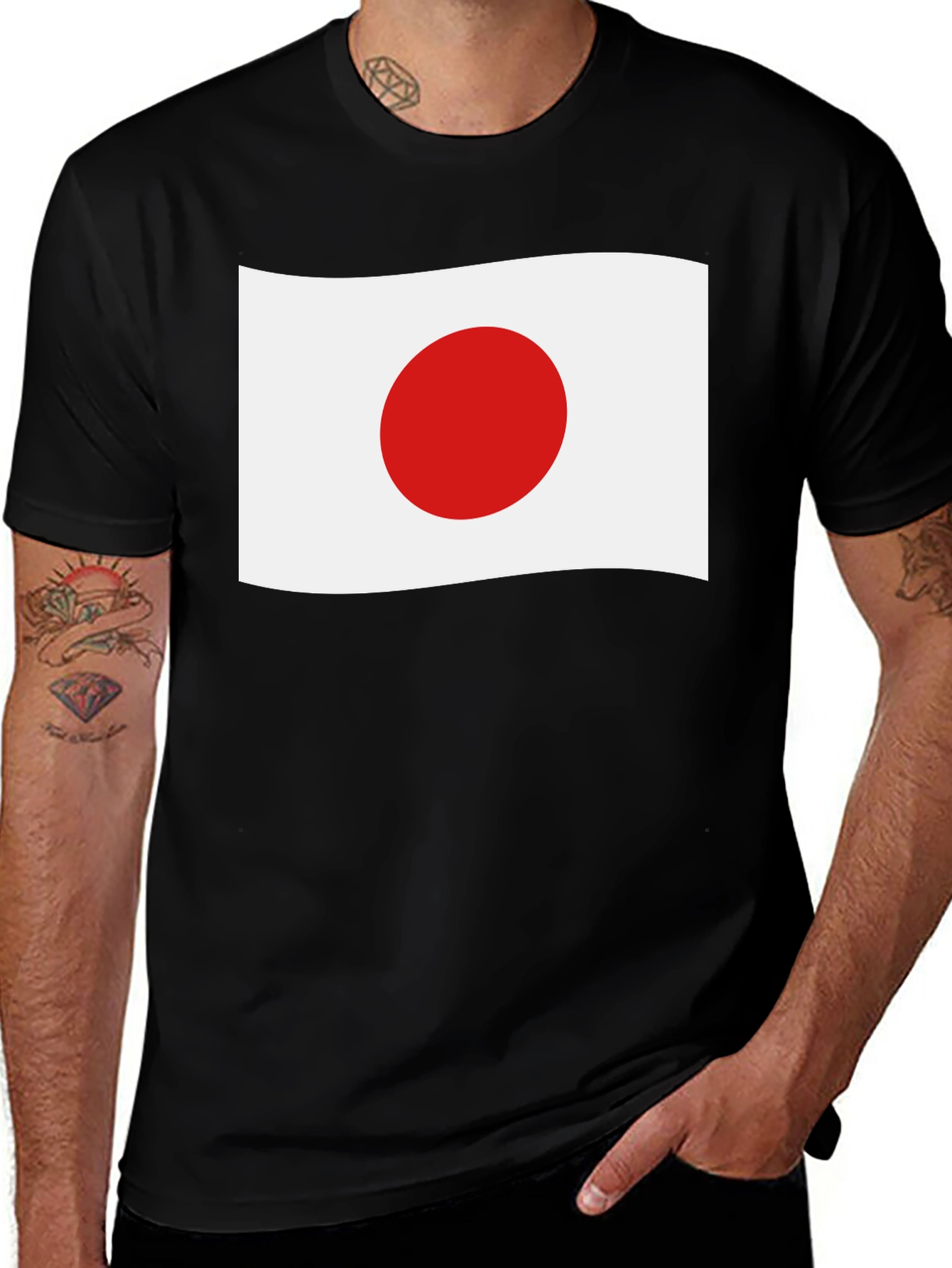 Japan Flag Graphic T-Shirt -  Crew Neck, Short Sleeve
