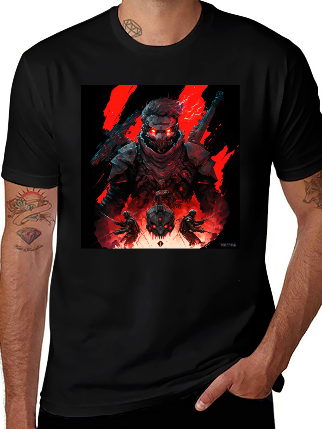 Variant 23 of Cyberpunk Warrior Graphic Tee - Black