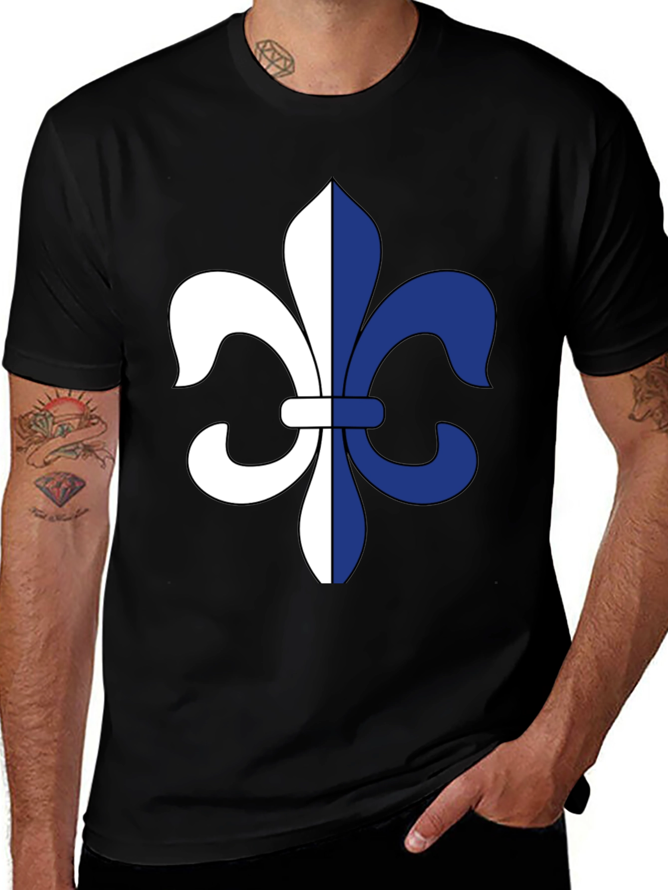 Variant 21 of Fleur-de-lis Graphic Black T-Shirt