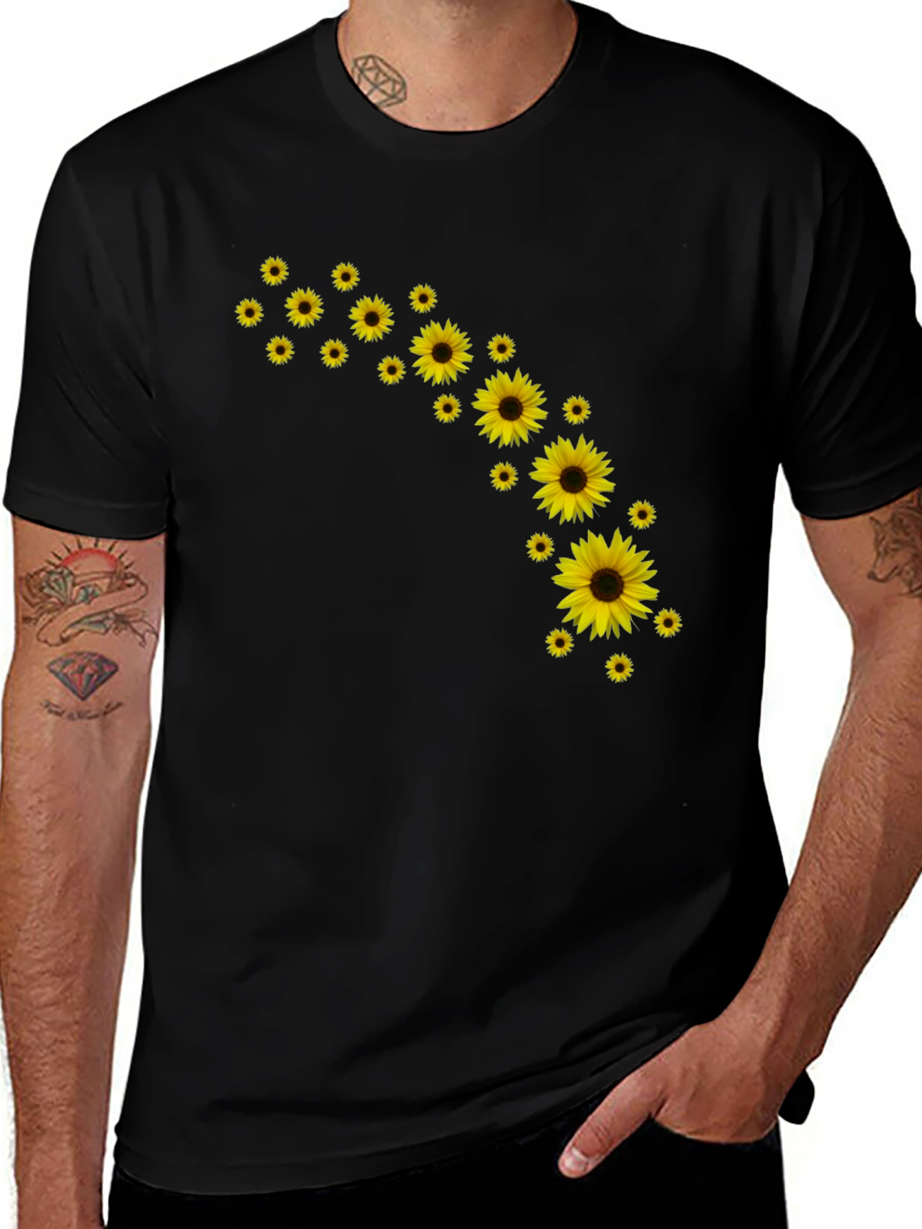 Variant 23 of Sunflower Graphic Print Black T-Shirt