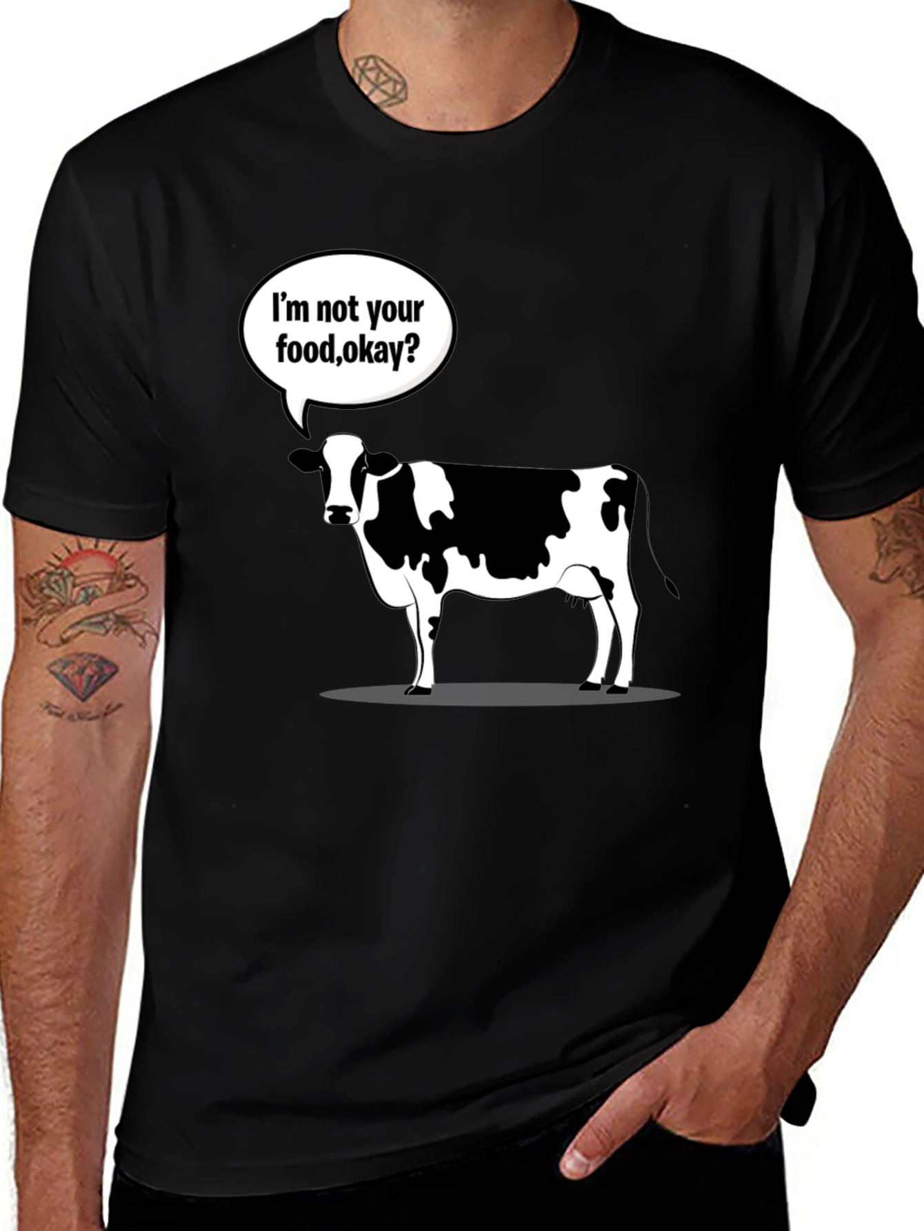 Variant 16 of Vegan Cow T-Shirt - "I'm Not Your Food, Okay?"