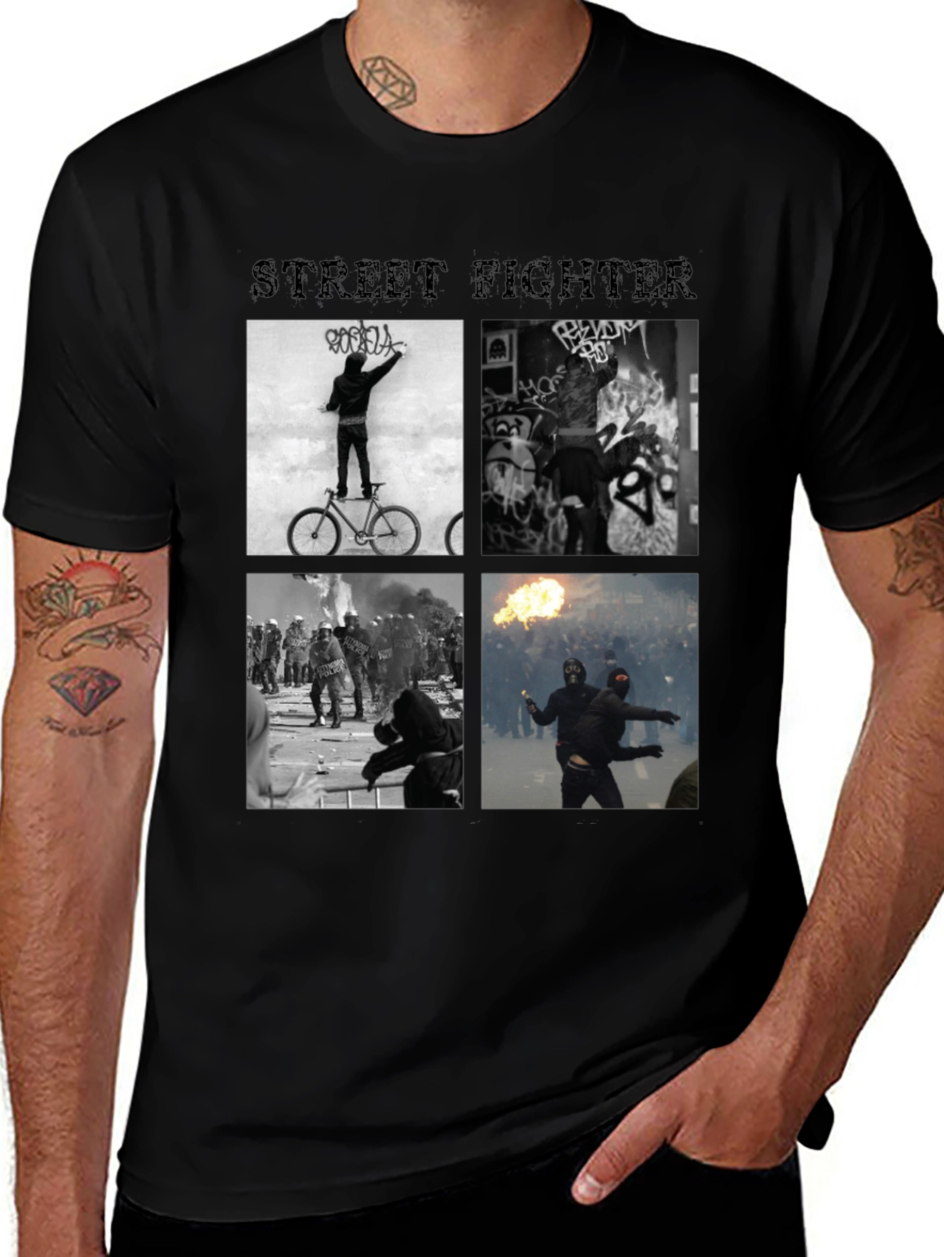 Variant 14 of Street Fighter Graphic Black T-Shirt
