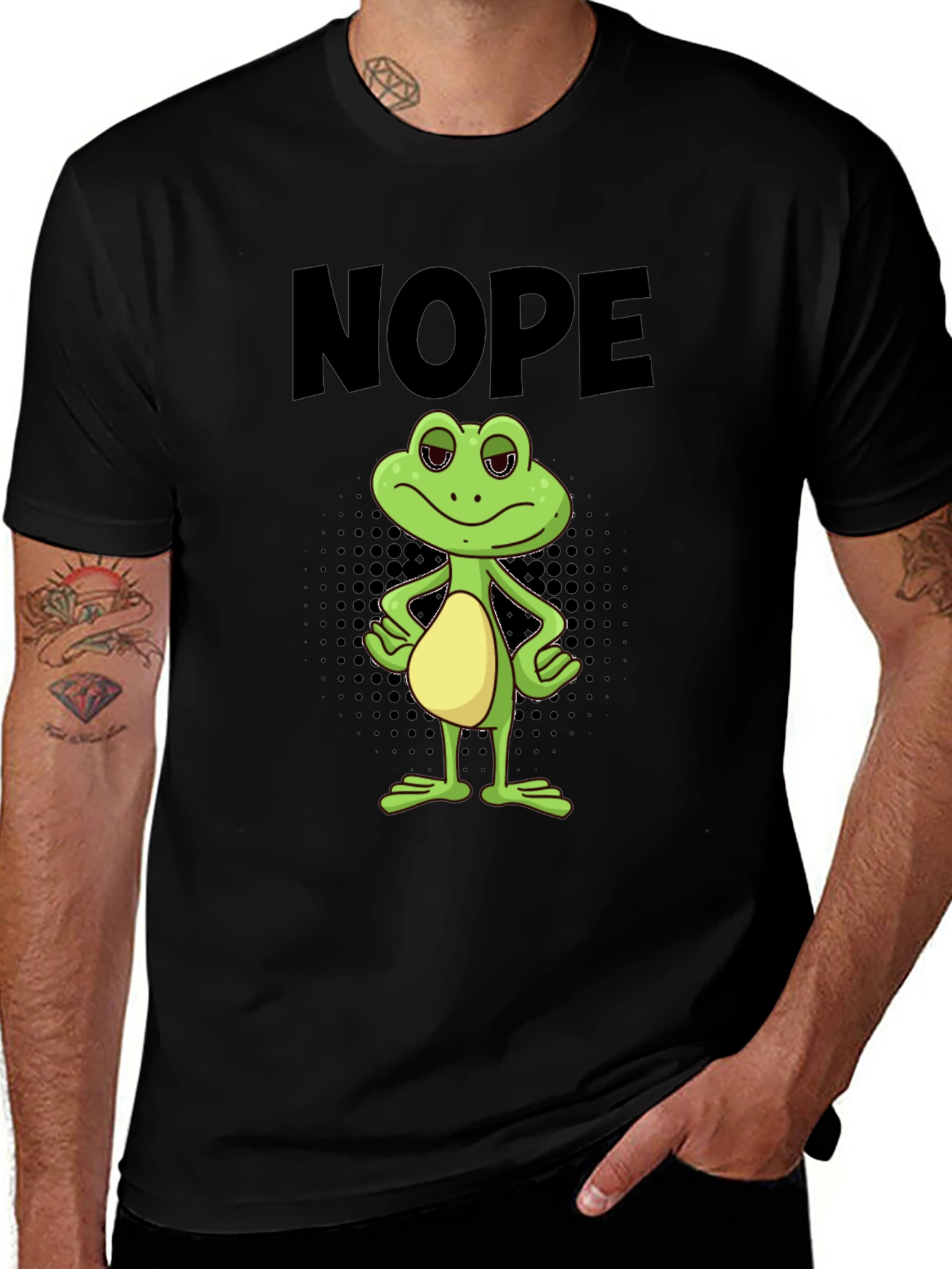 Variant 15 of Nope Frog Graphic Tee - Men's Black T-Shirt