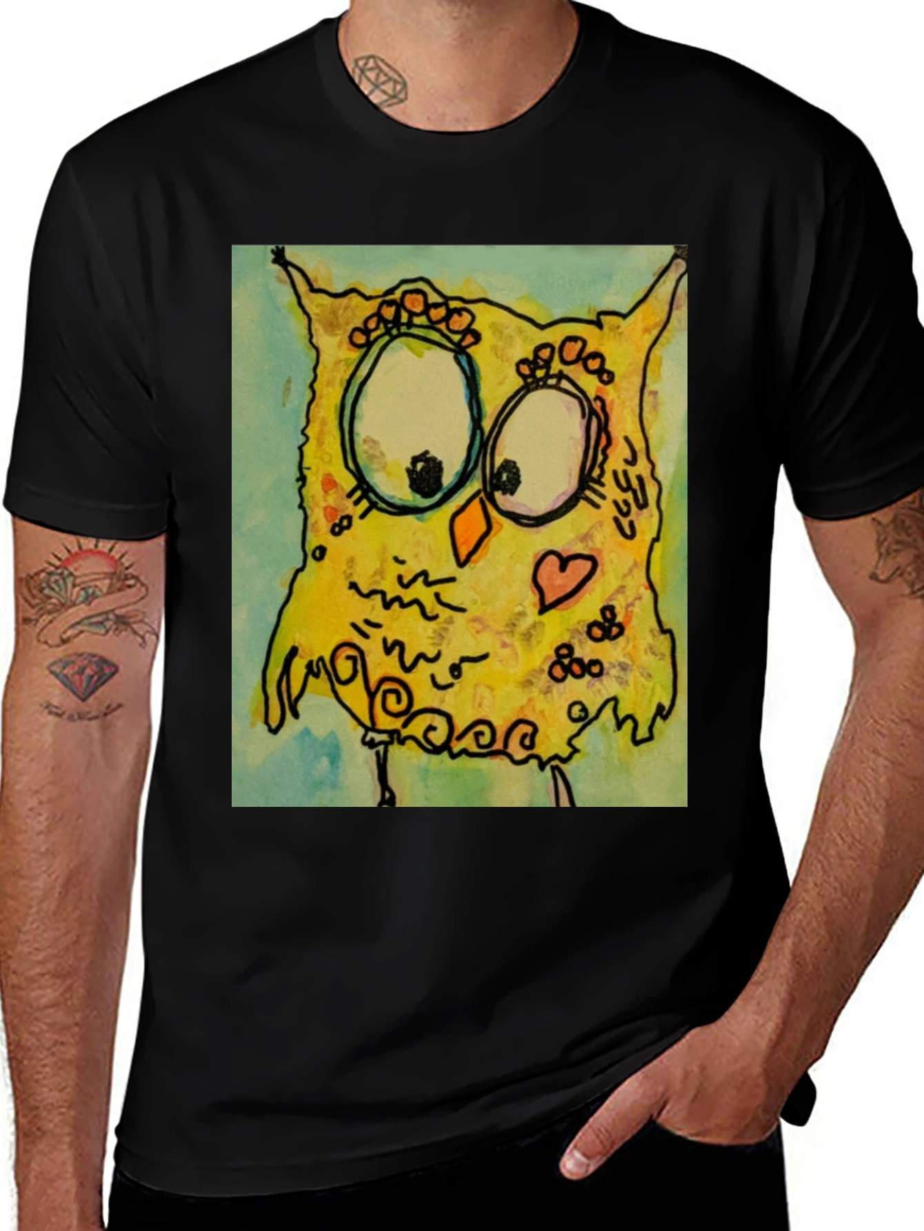 Variant 23 of Funky Owl Graphic Tee - Artistic Design