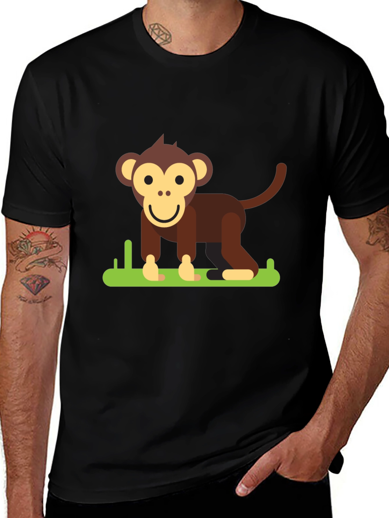 Variant 2 of Fun Monkey Graphic Tee - Black Cotton T-Shirt