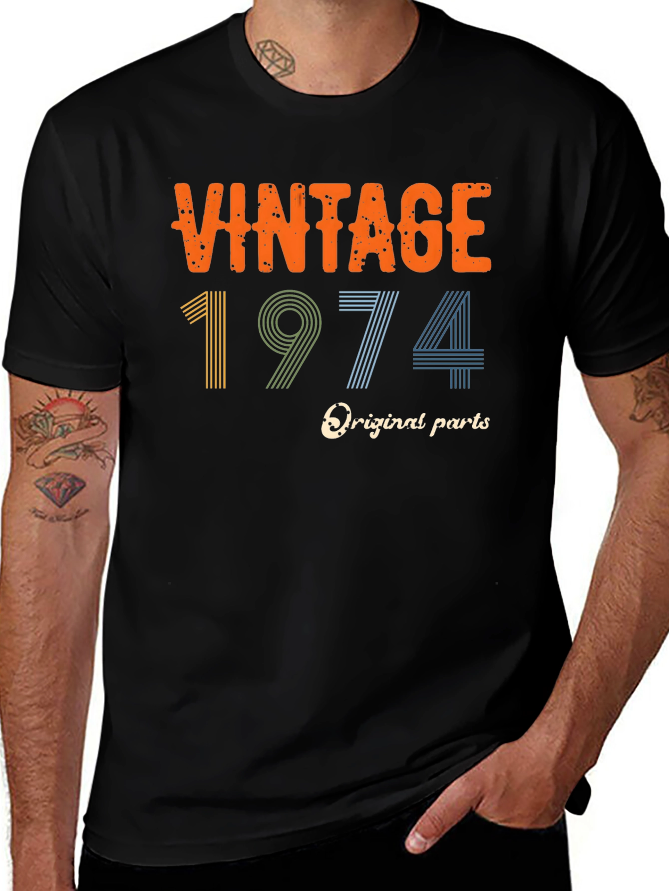 Variant 16 of Vintage 1974 Original Parts Black T-Shirt