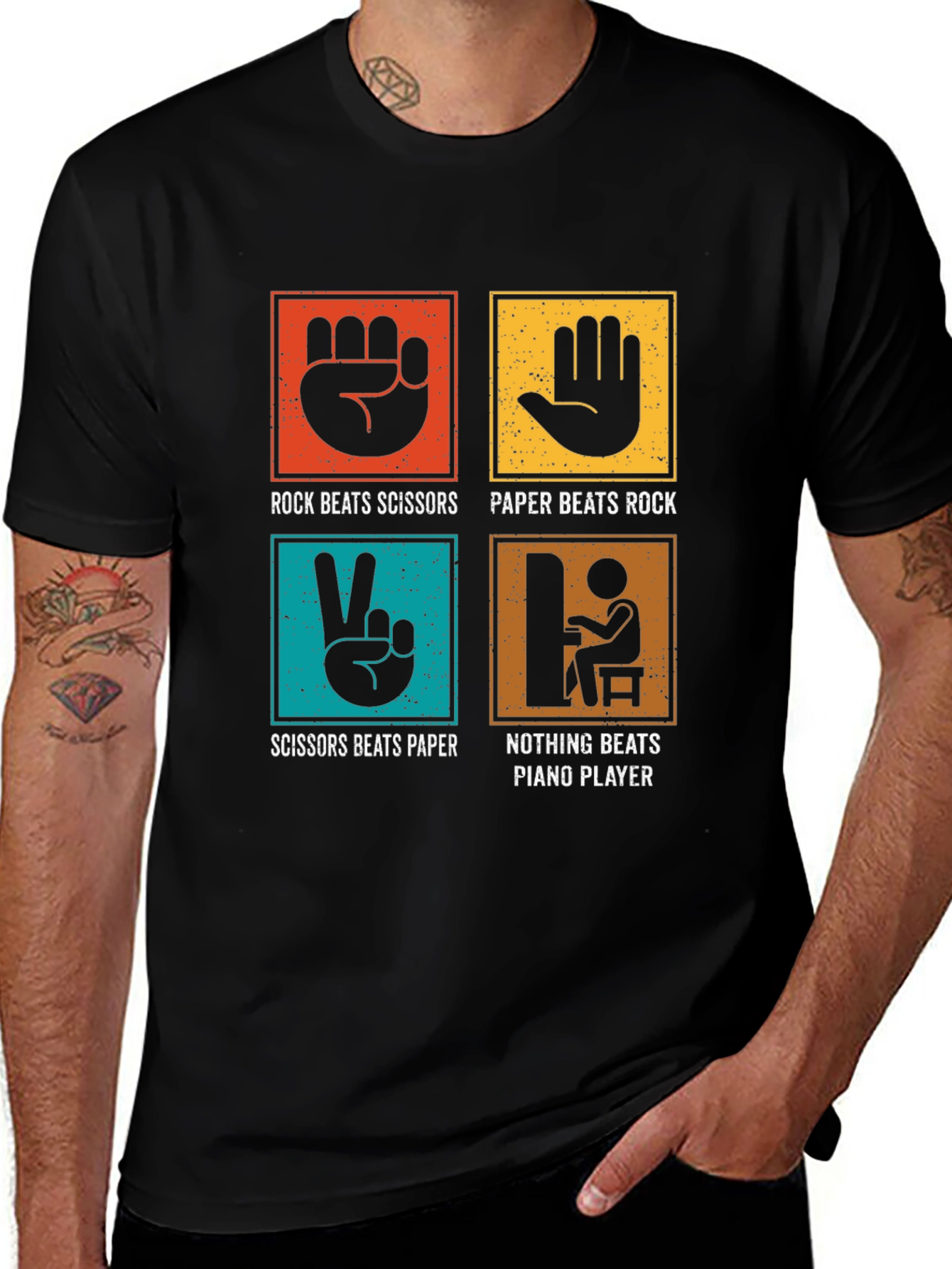 Variant 29 of Rock Paper Scissors Piano Player T-Shirt