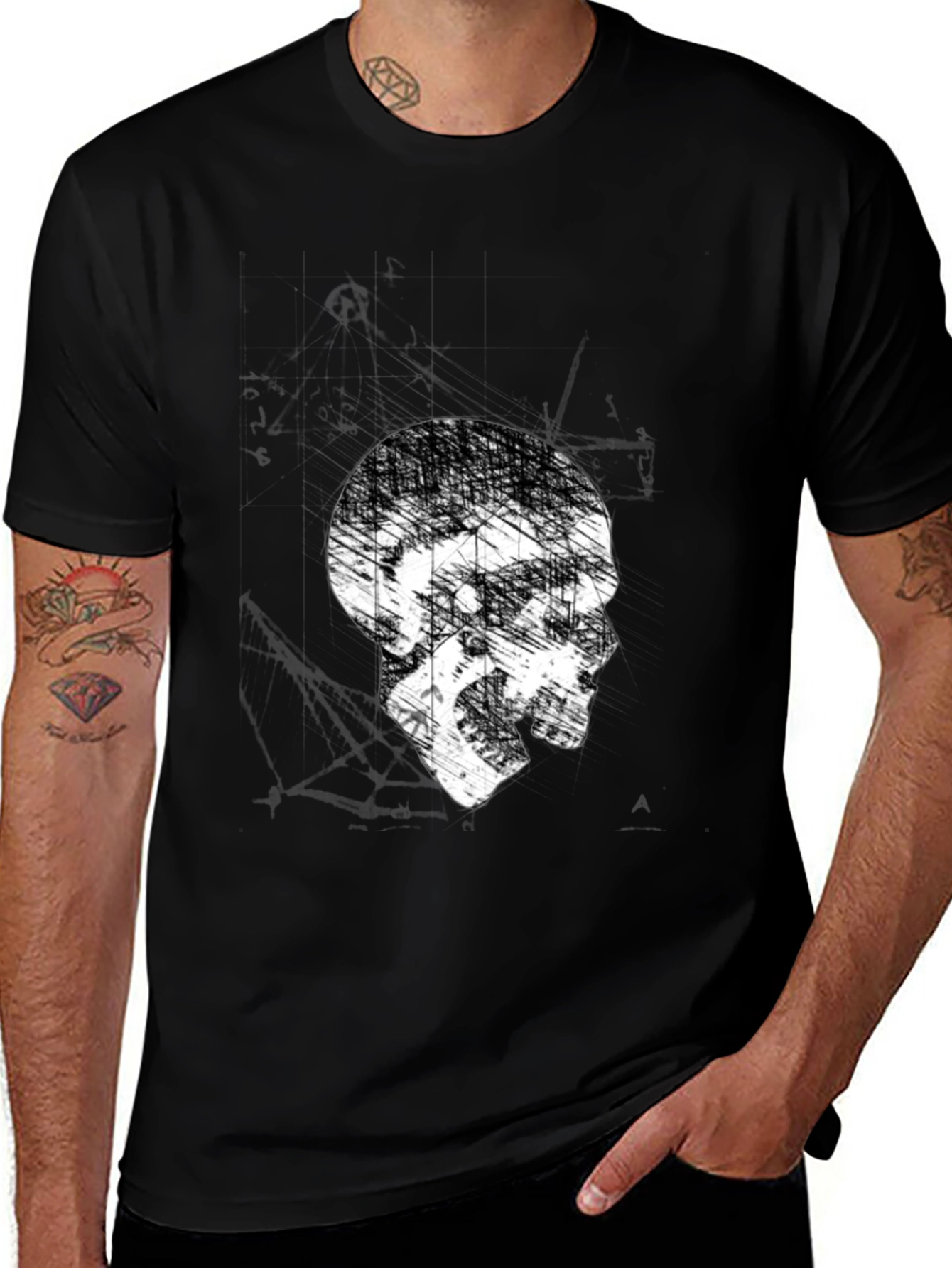 Variant 12 of Skull Graphic Print Black T-Shirt
