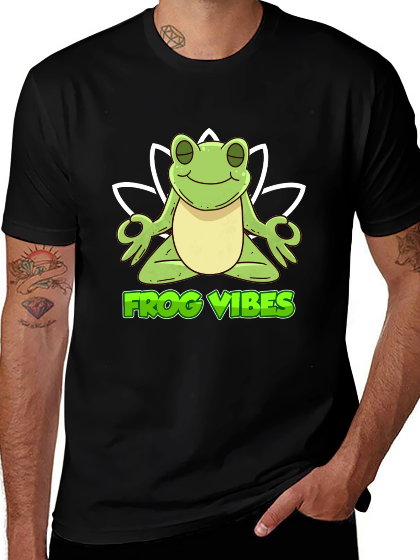 Variant 9 of Frog Vibes Meditation T-Shirt - Black