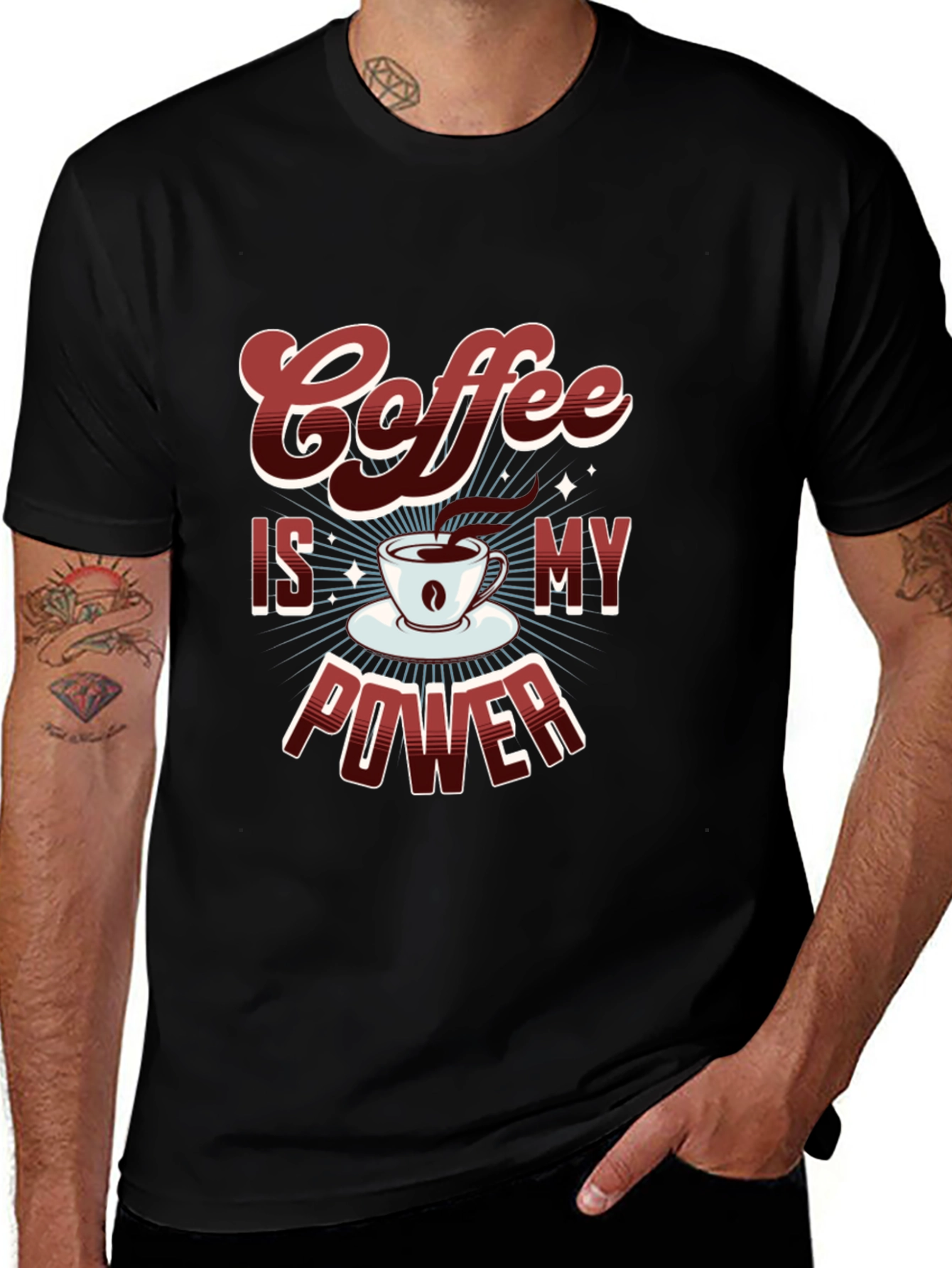 Variant 9 of Coffee Is My Power Graphic T-Shirt - Black