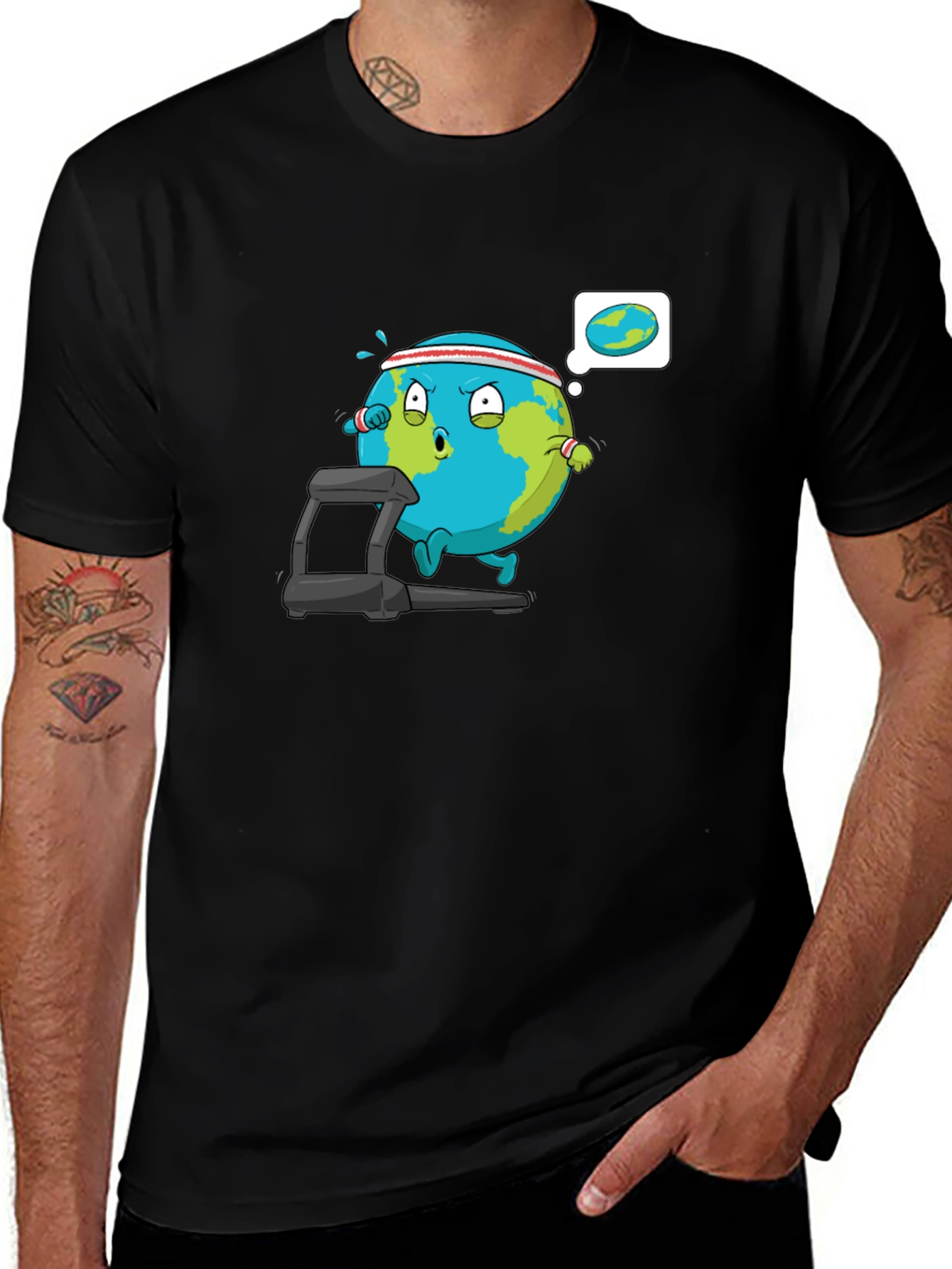 Variant 14 of Earth on Treadmill Graphic T-Shirt