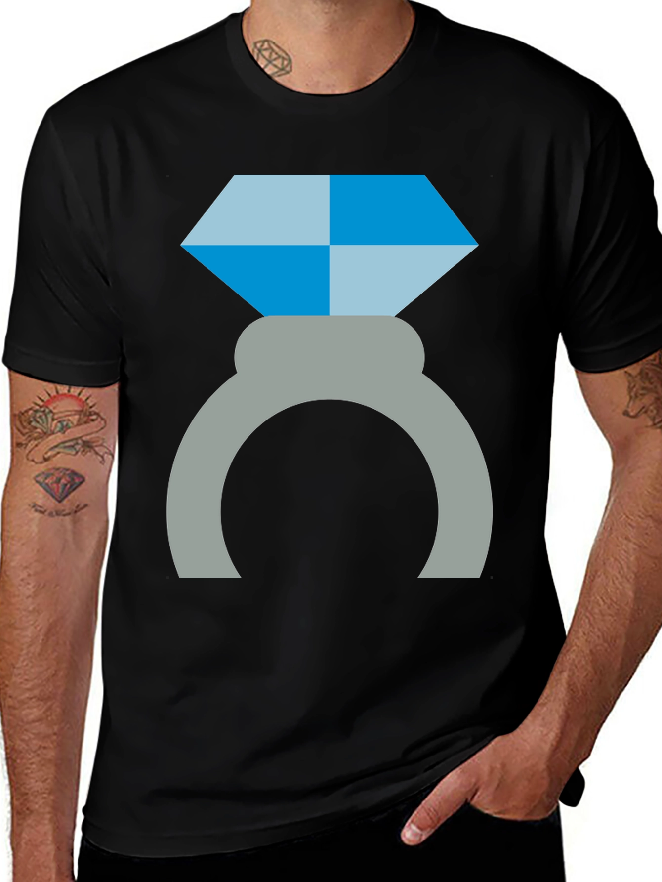 Variant 10 of Diamond Ring Graphic Tee - Engagement Proposal Shirt