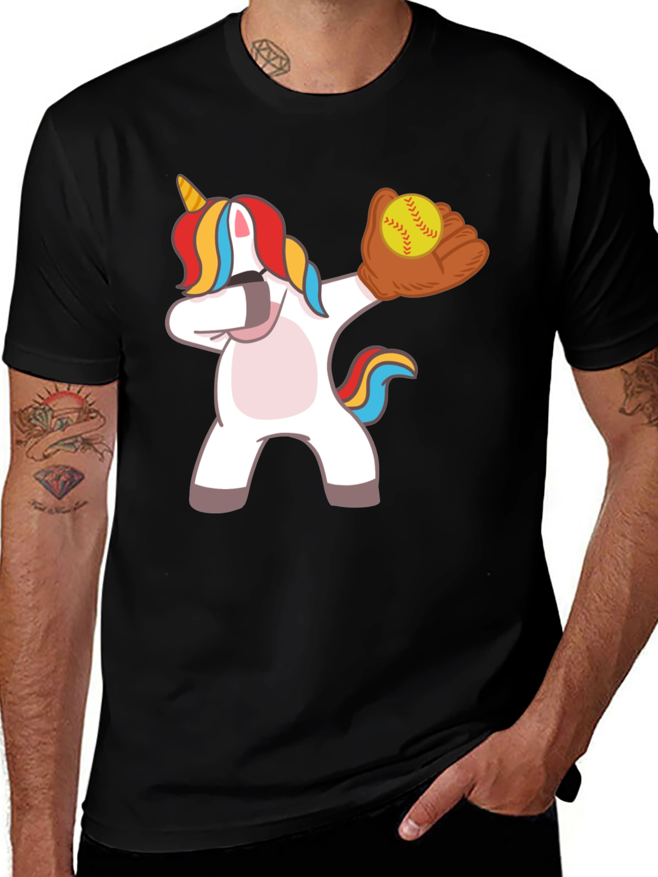 Variant 4 of Dabbing Unicorn Softball T-Shirt