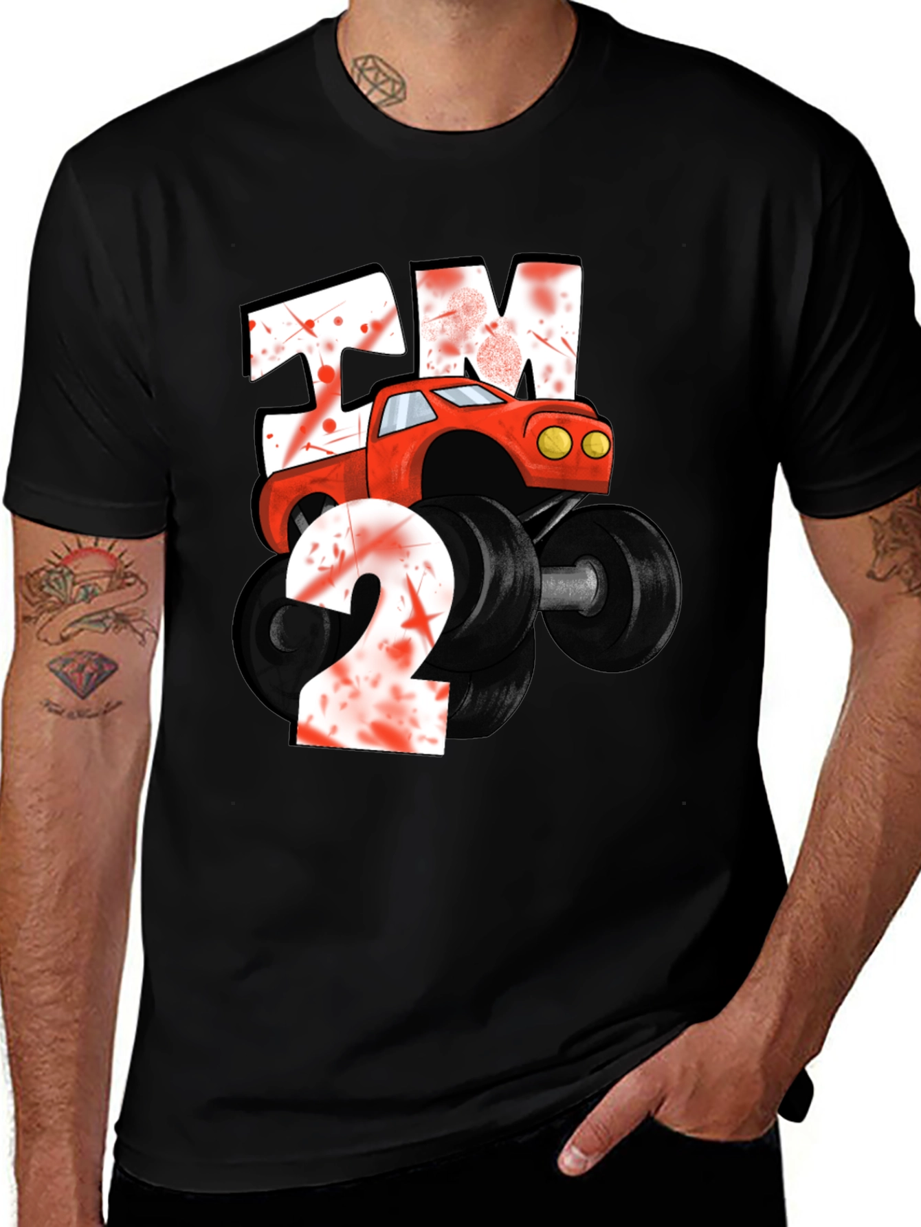 Variant 20 of I'm Two Monster Truck Black T-Shirt
