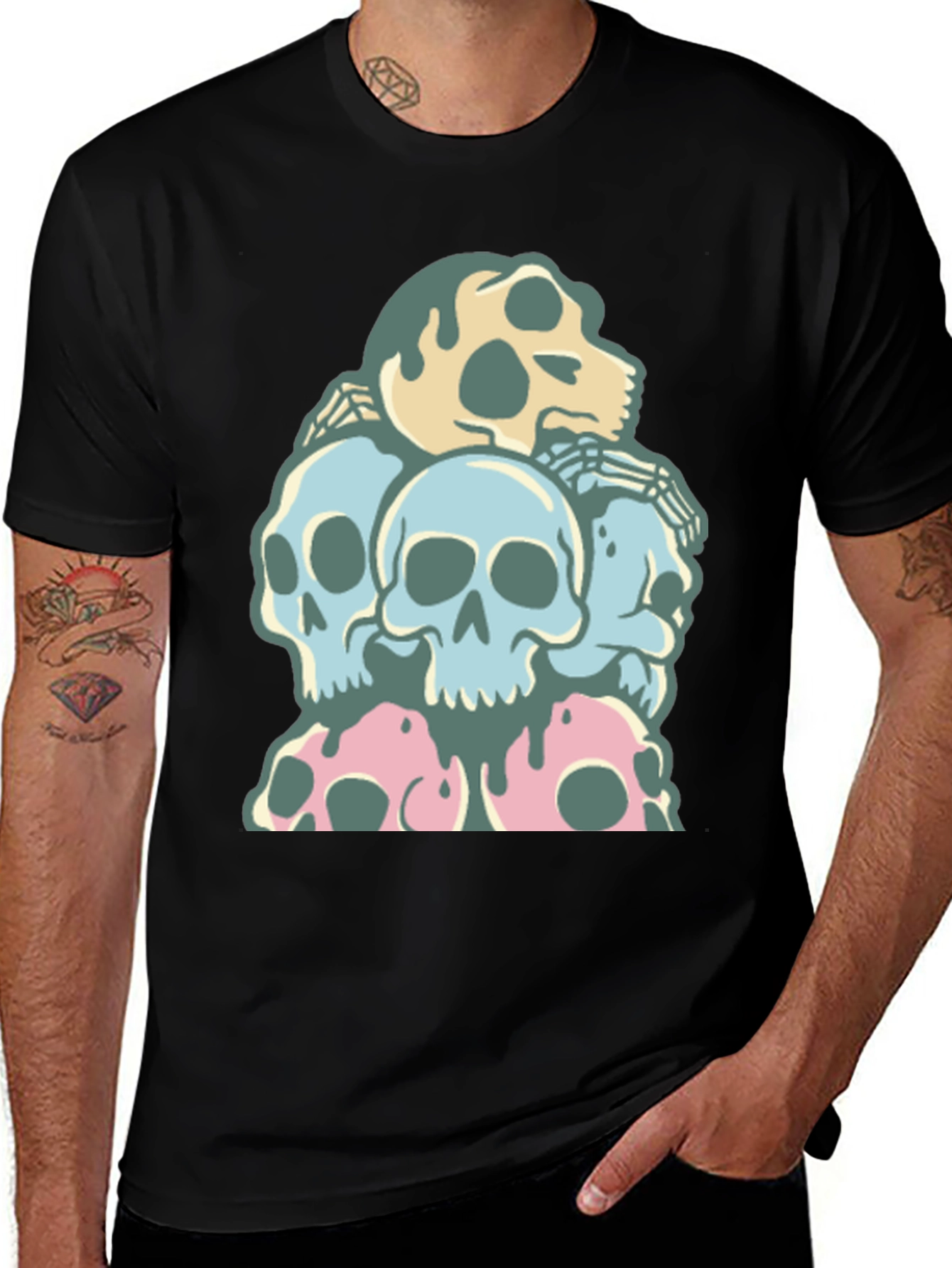 Variant 20 of Skull Pile T-Shirt - Dark Humor Graphic Tee