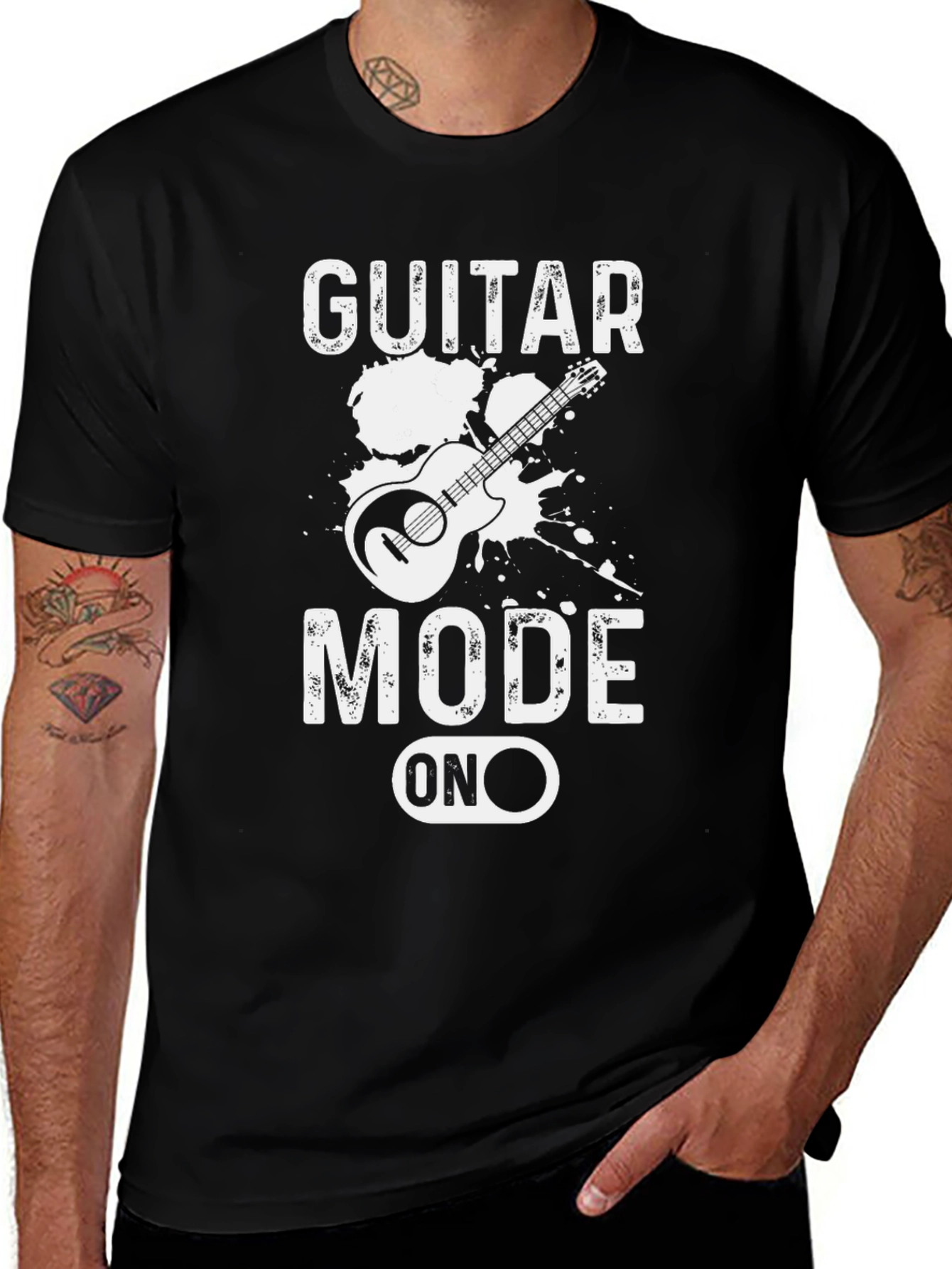 Variant 21 of Guitar Mode On Graphic T-Shirt - Black Casual Tee
