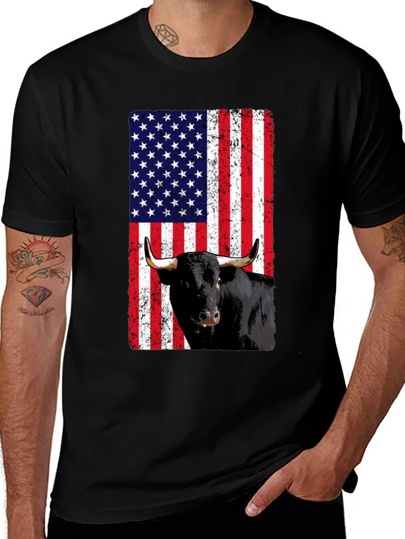 Variant 8 of American Flag Bull T-Shirt