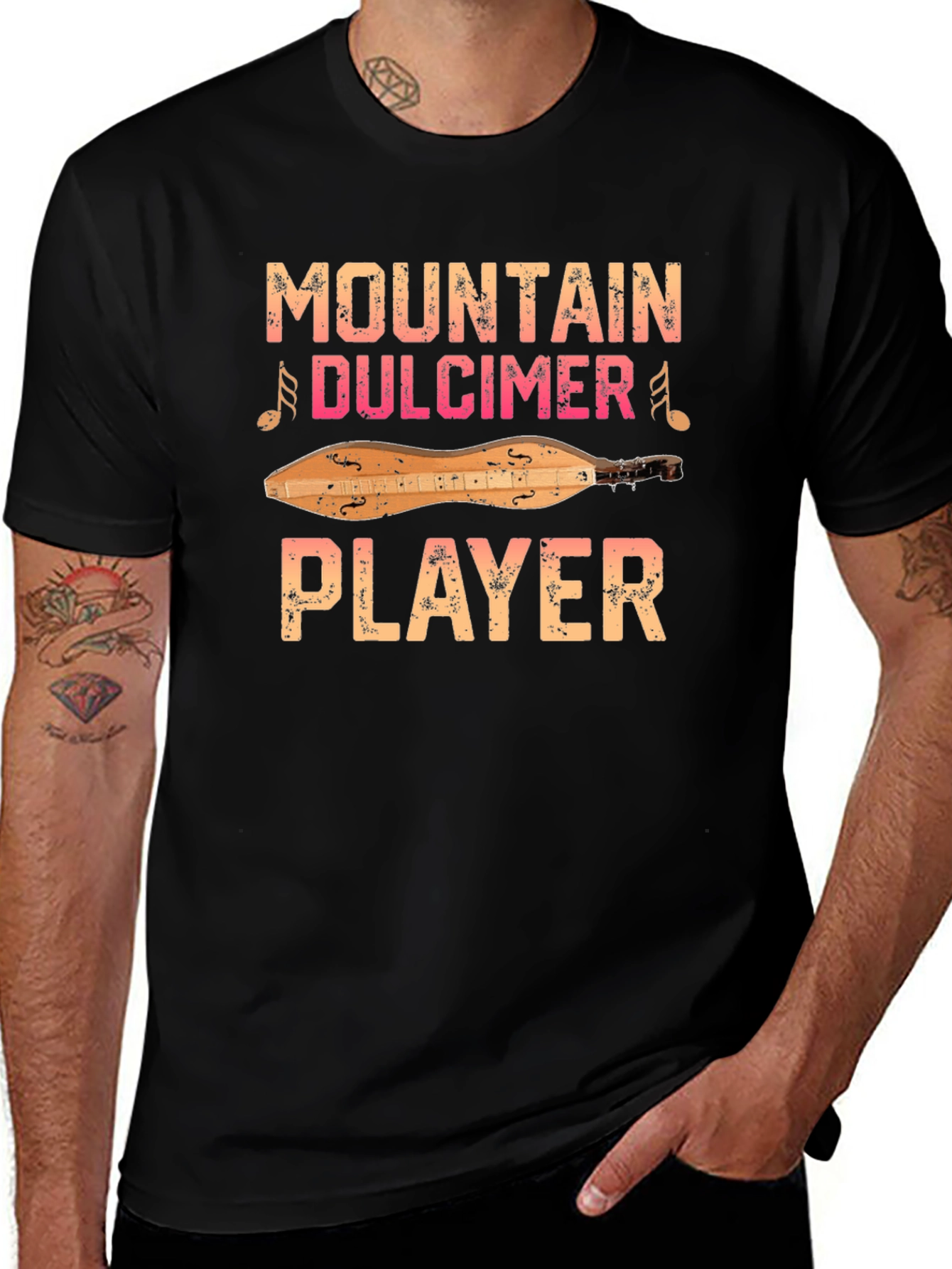Variant 10 of Mountain Dulcimer Player Black Graphic Tee