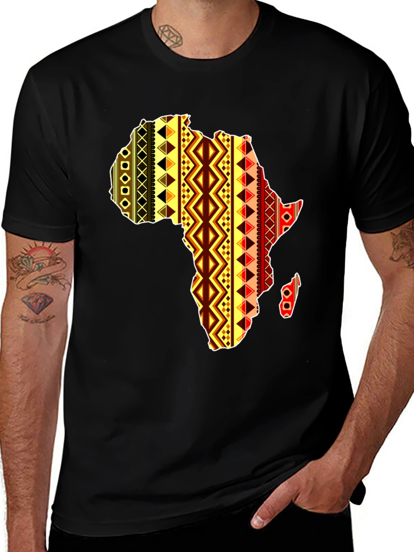Variant 19 of Africa Map Pattern Men's Black T-Shirt