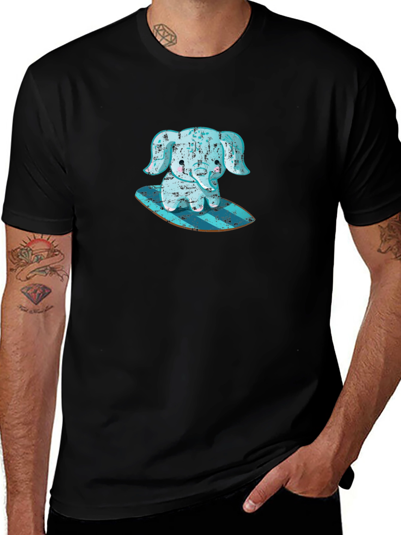 Variant 5 of Elephant Surfing T-Shirt - Cool & Cute Design