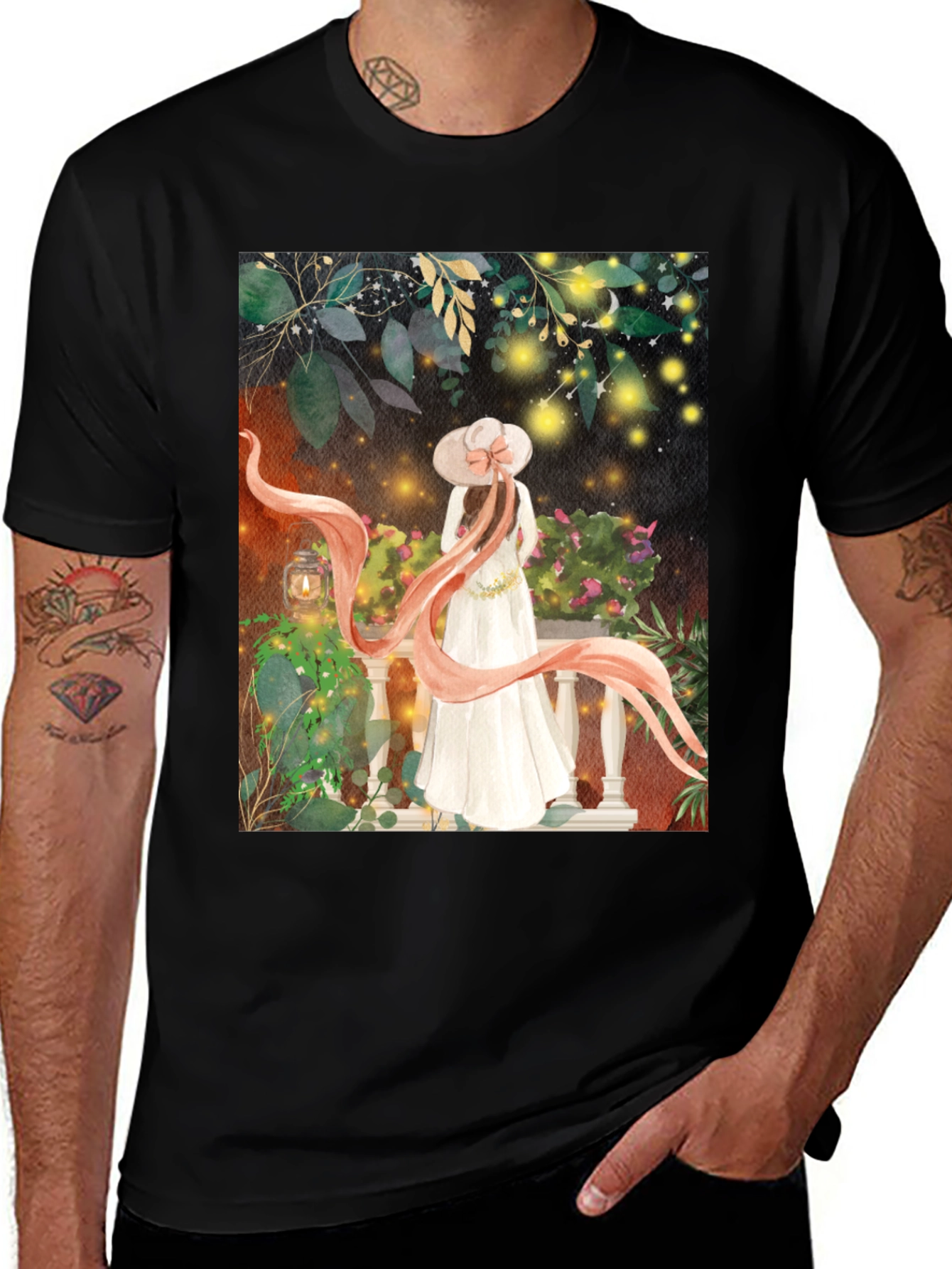 Variant 14 of Elegant Woman Balcony Art T-Shirt