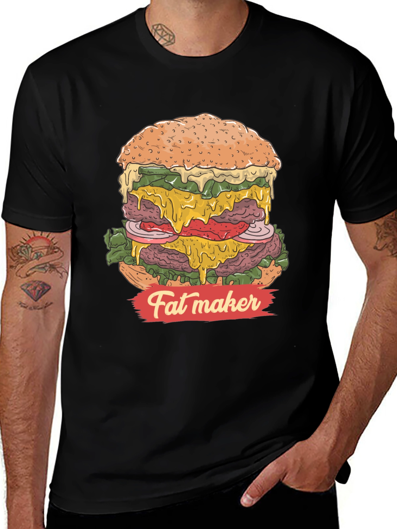 Fat Maker Burger Graphic T-Shirt - Black Cotton Tee